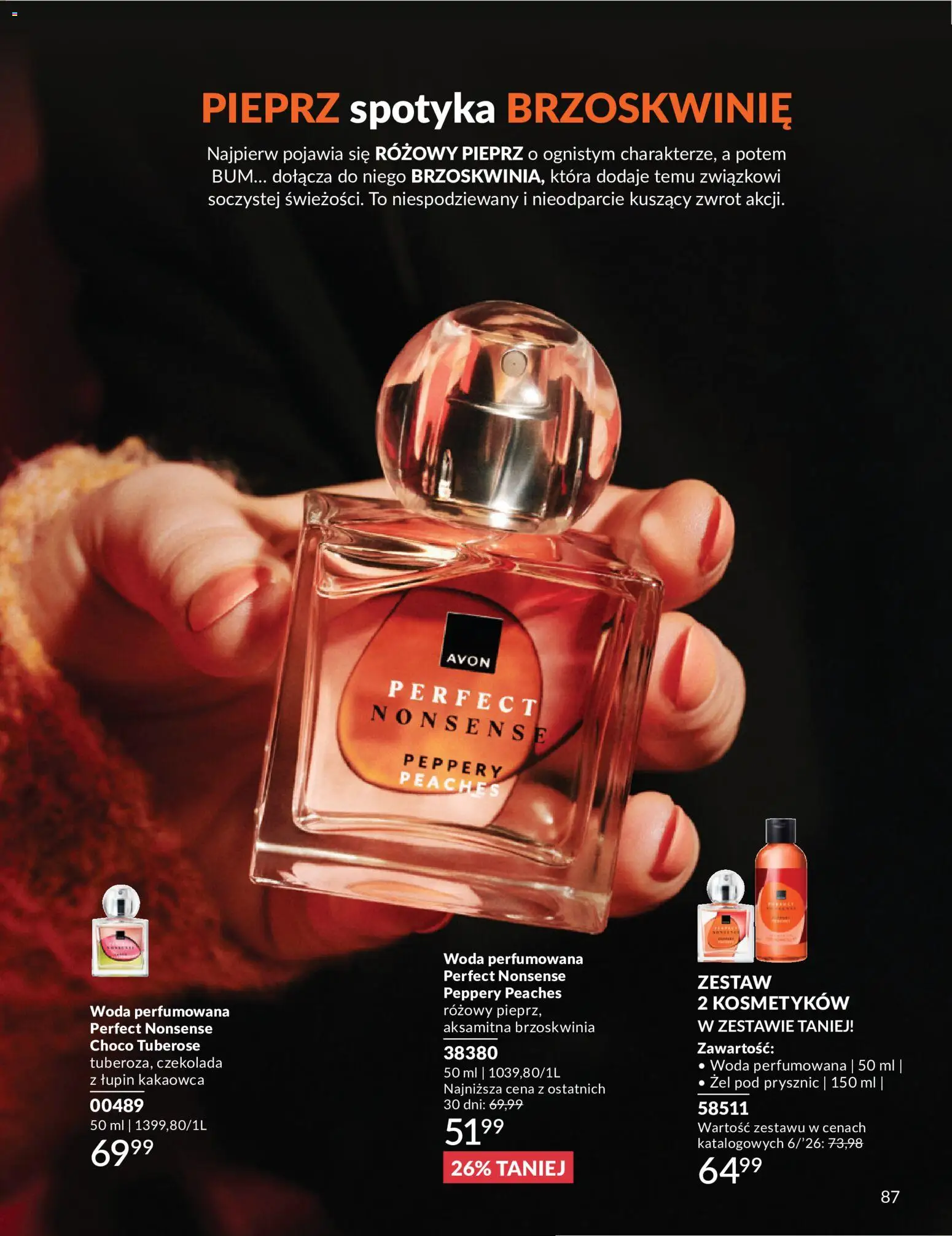 Avon Katalog 6 2026 od 01.06.2026 | Strona: 87 | Produkty: Prysznic, Brzoskwinie, Żel pod prysznic, Woda