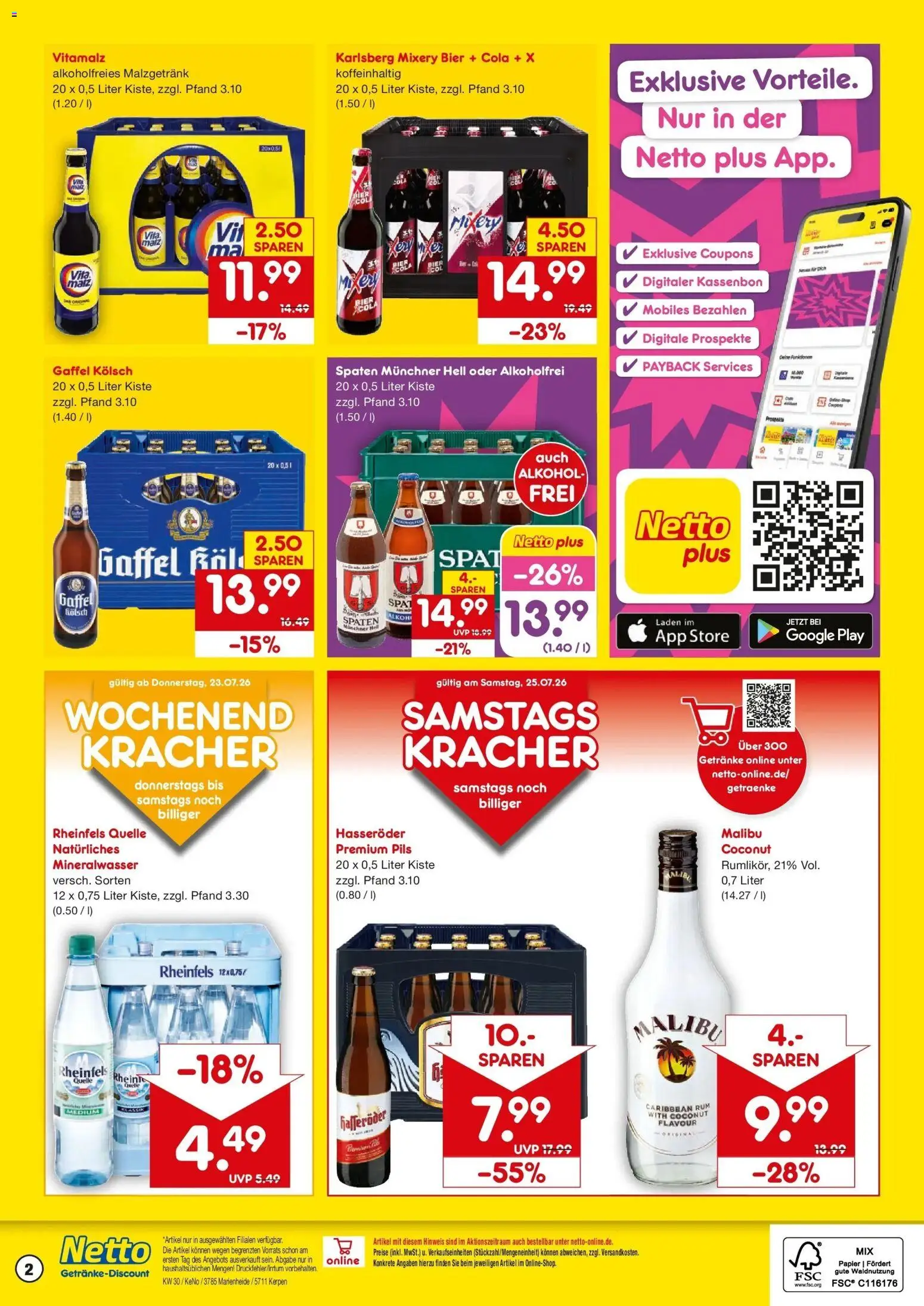 Netto Marken-Discount Prospekt Marienheide – gültig ab 20.07.2026 | Seite: 2 | Produkte: Cola, Bier, Rum, Pils