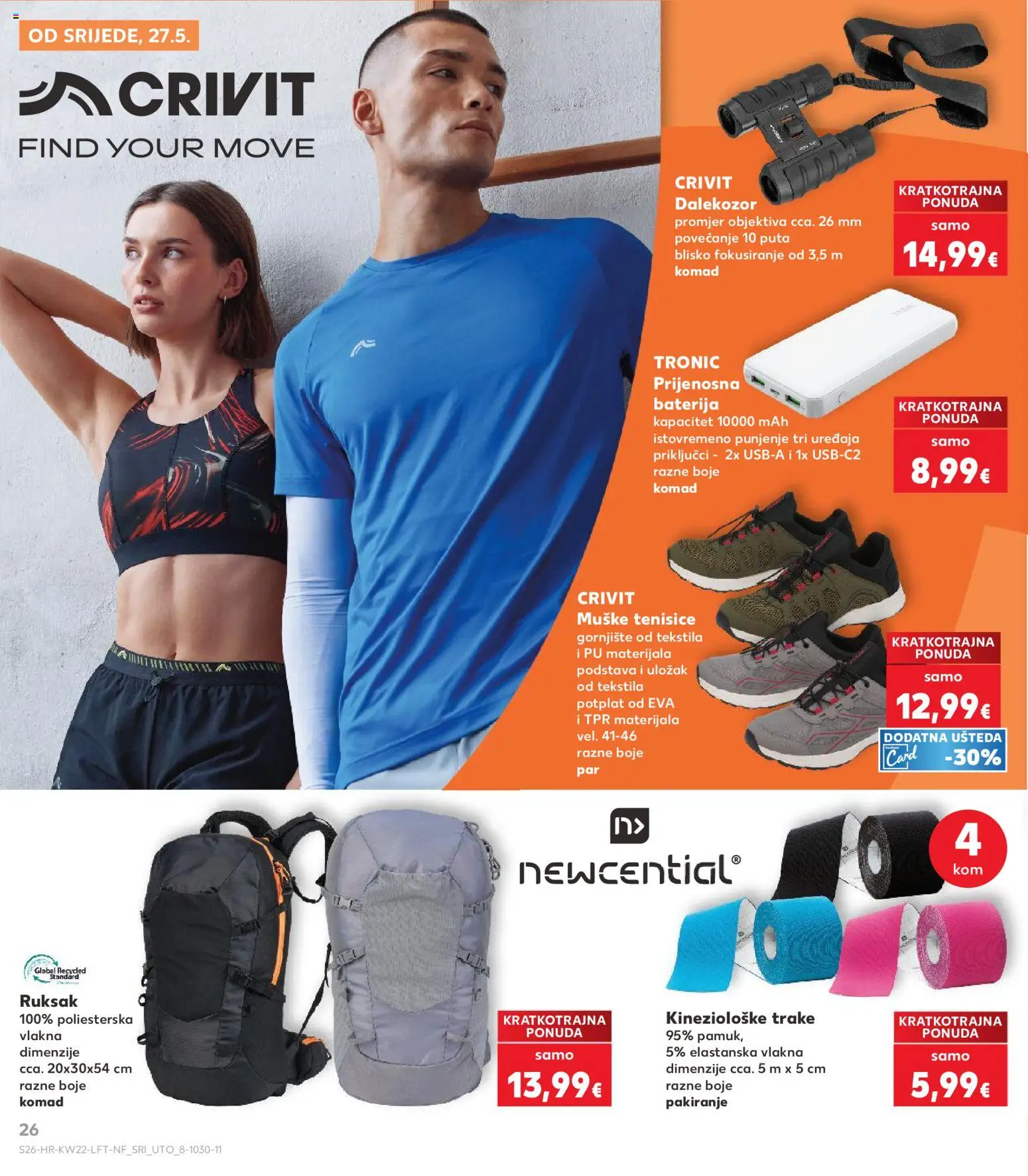 Kaufland katalog | vrijedi od 27.05.2026 | Stranica: 26 | Proizvodi: Baterija, Tenisice, Ruksak