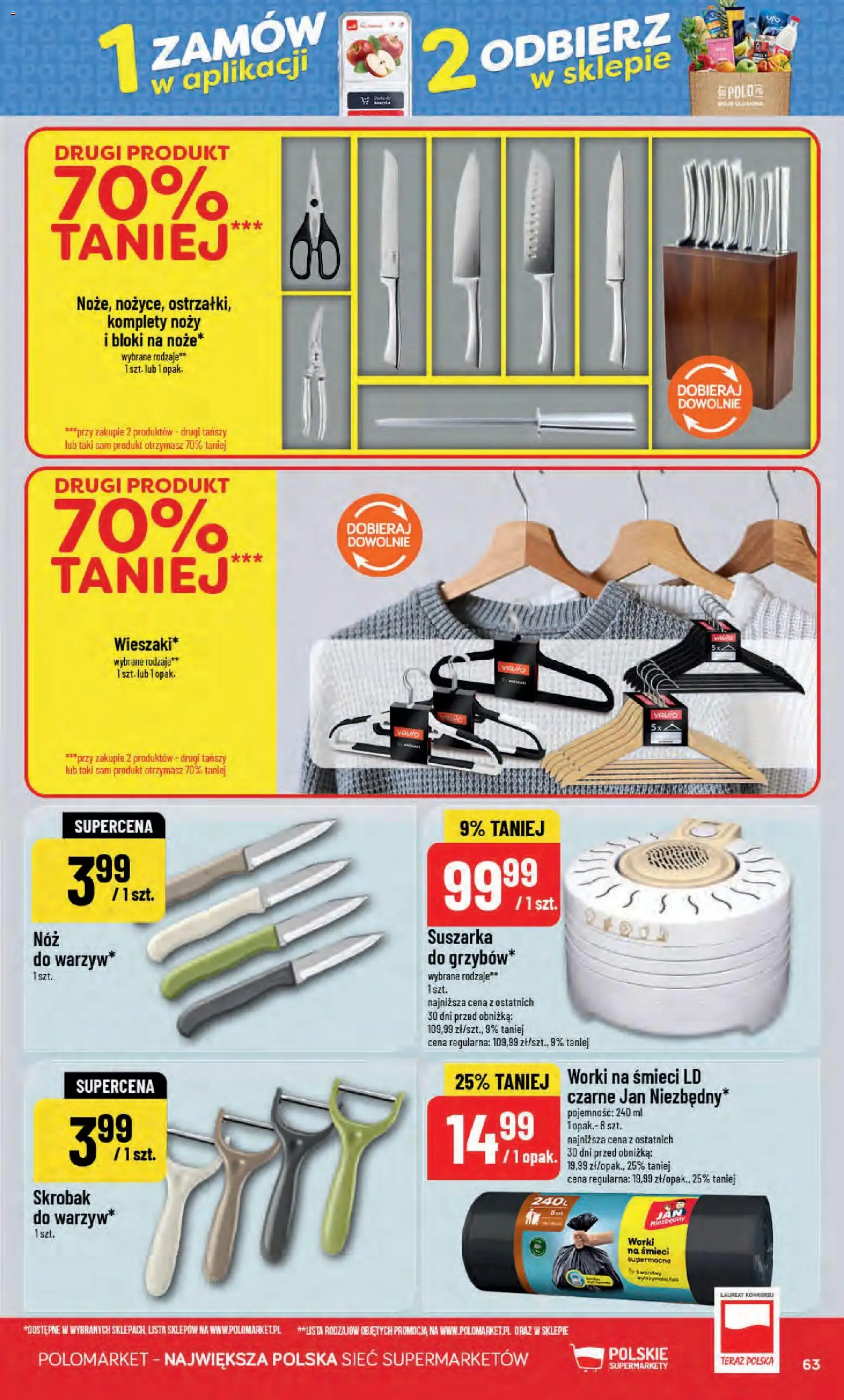 POLOmarket gazetka od 02.09.2026 | Strona: 63 | Produkty: Worki na śmieci, Suszarka