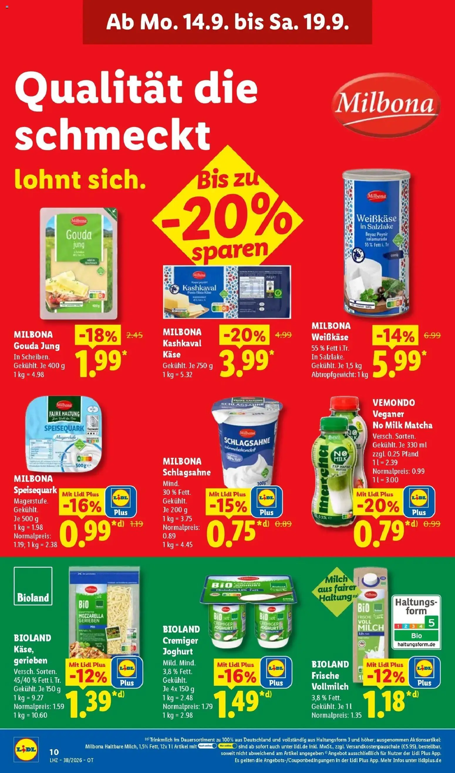 Lidl Prospekt Grimma (ab 14.09.2026) zum Blättern » Angebote | Seite: 22 | Produkte: Schlagsahne, Käse, Tür, Speisequark