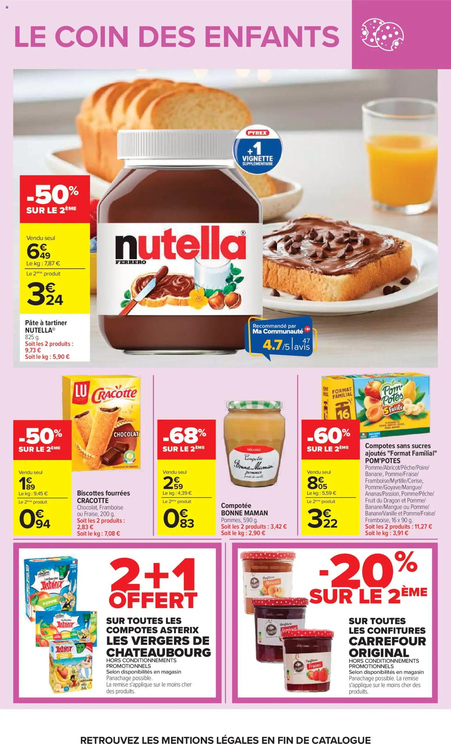 {H1} | Page: 6 | Produits: Biscottes, Pâte à tartiner, Bonne Maman, Pommes