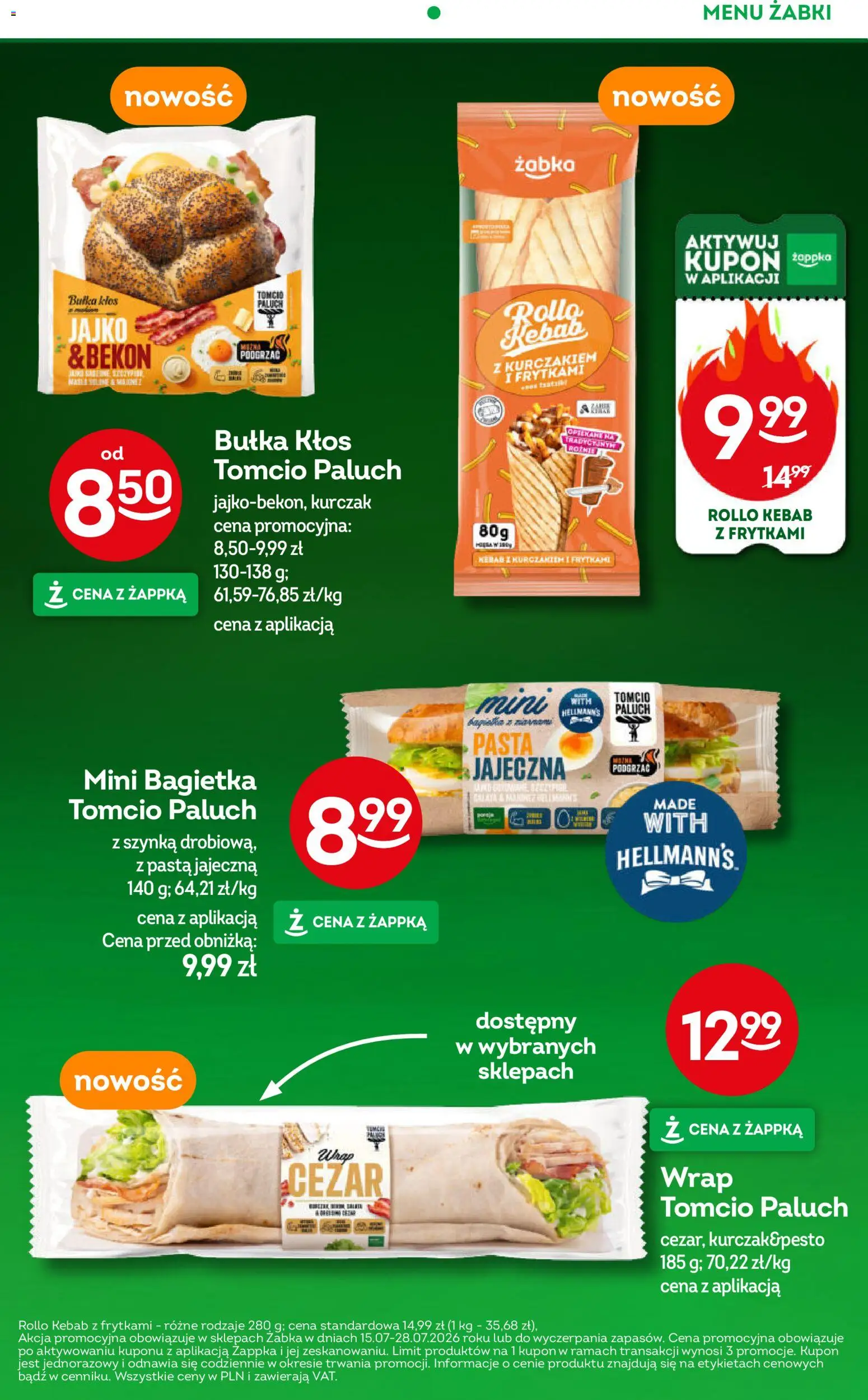 Żabka gazetka od 15.07.2026 | Strona: 75 | Produkty: Kebab, Pasta jajeczna, Bagietka, Pasta