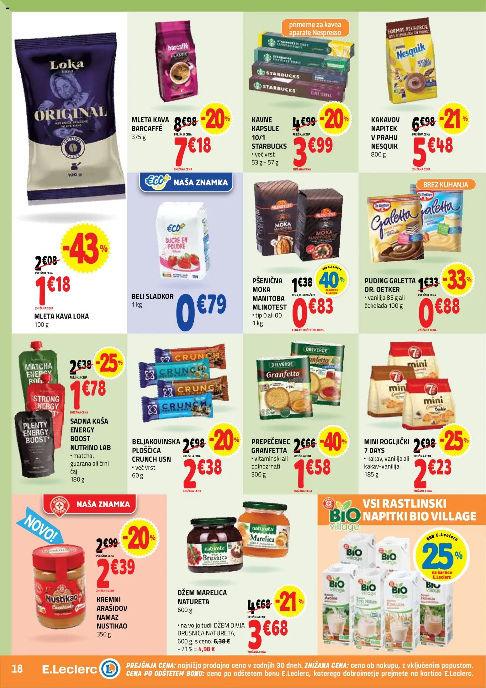 Novi E.leclerc katalog ponudbe – veljaven od 08.07.2026 | Stran: 18 | Izdelki: Napitki, Namaz, Kava, Cokolada