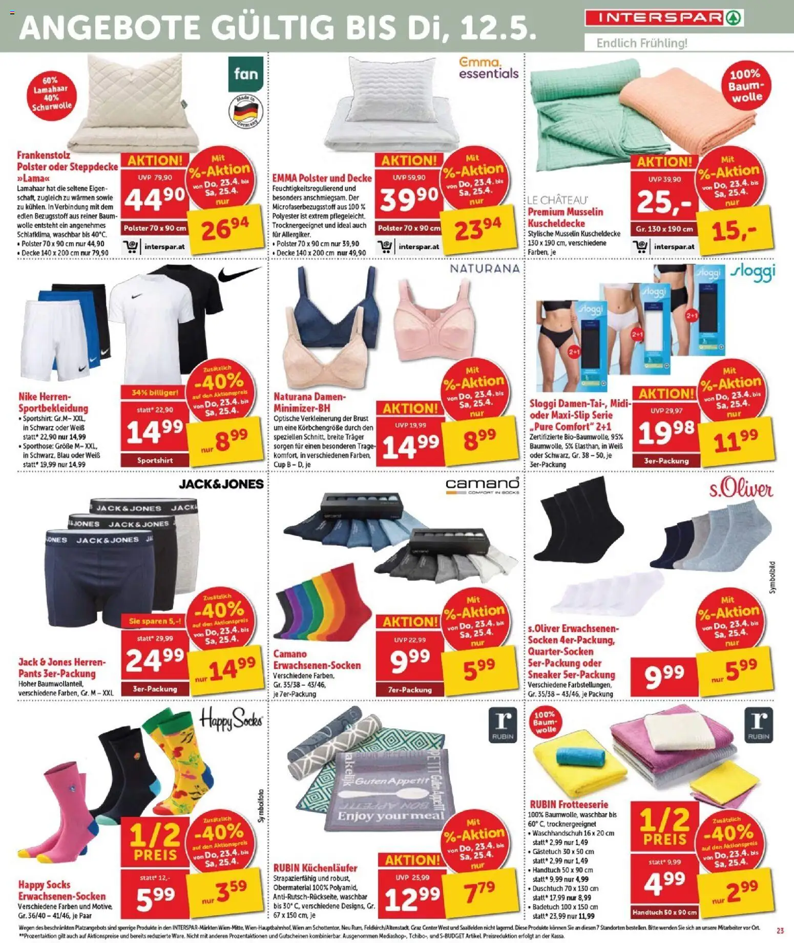 Interspar Flugblatt - Burgenland Sued gültig ab 23.04.2026 | Seite: 23 | Produkte: Socken, Decke