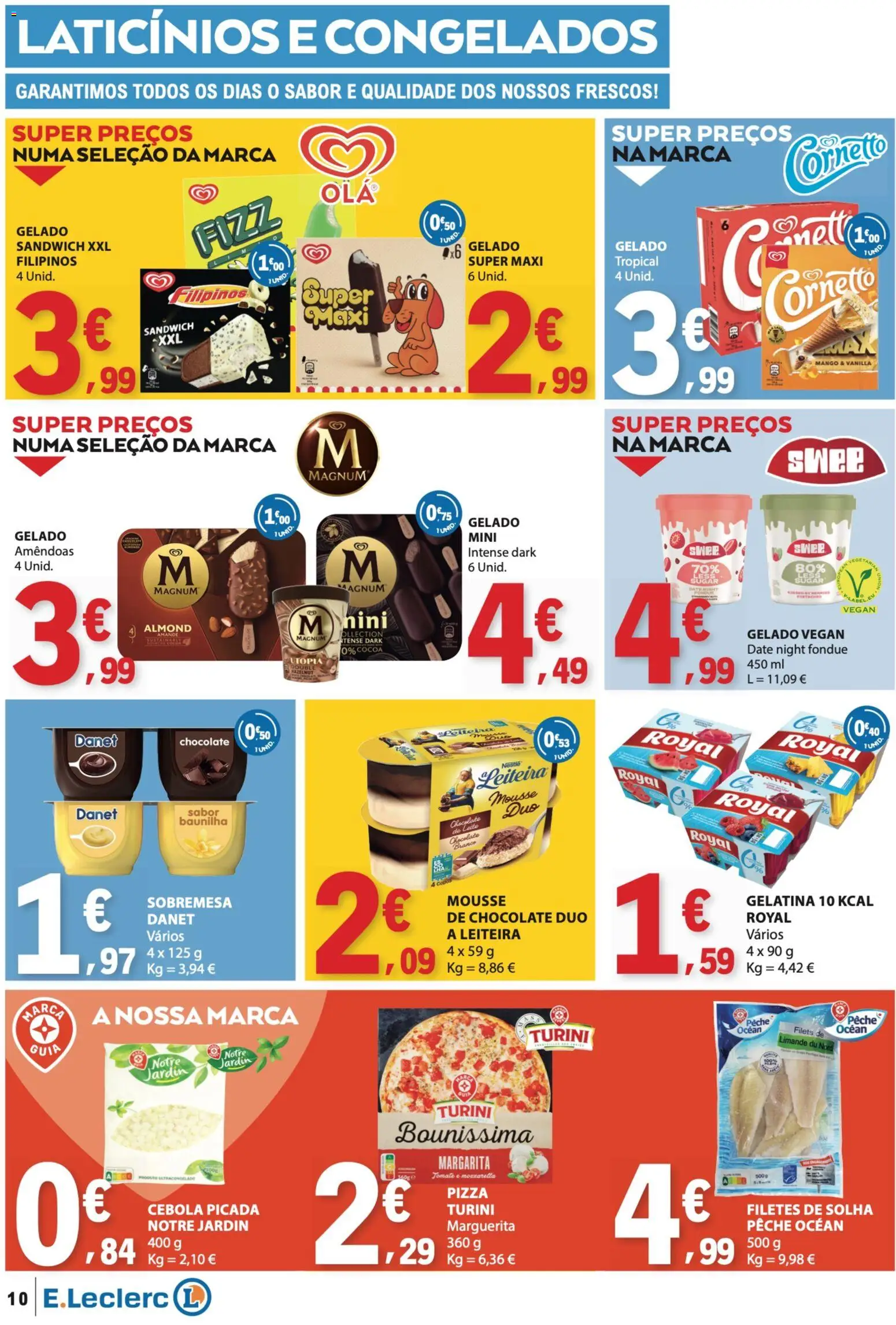 E.Leclerc folheto │ válido de 30.04.2026 | Página: 10 | Produtos: Amêndoas, Filipinos, Gelado, Pizza