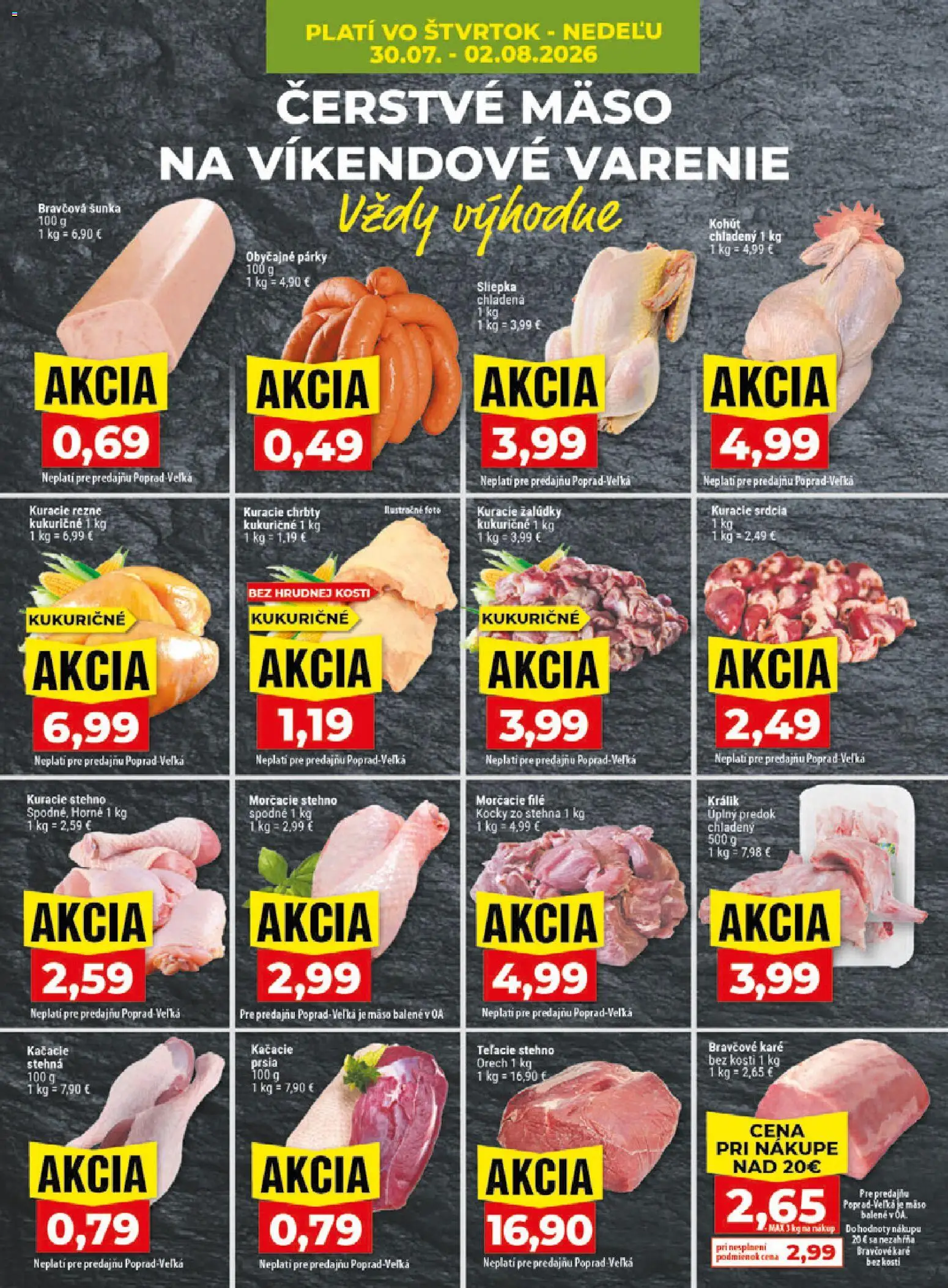 Nové Klas akcie – leták je platný od 27.07.2026 | Strana: 28 | Produkty: Šunka, Kuracie rezne, Párky, Bravčové karé