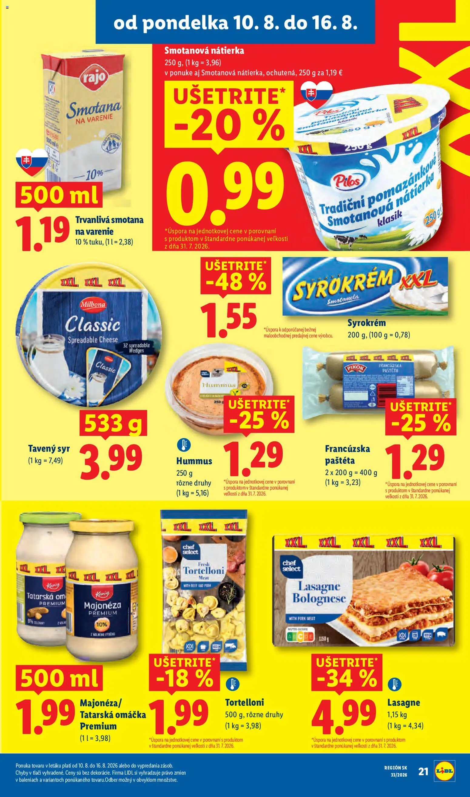 Nové Lidl akcie – leták je platný od 10.08.2026 | Strana: 25 | Produkty: Smotana, Nátierka, Omáčka, Paštéta