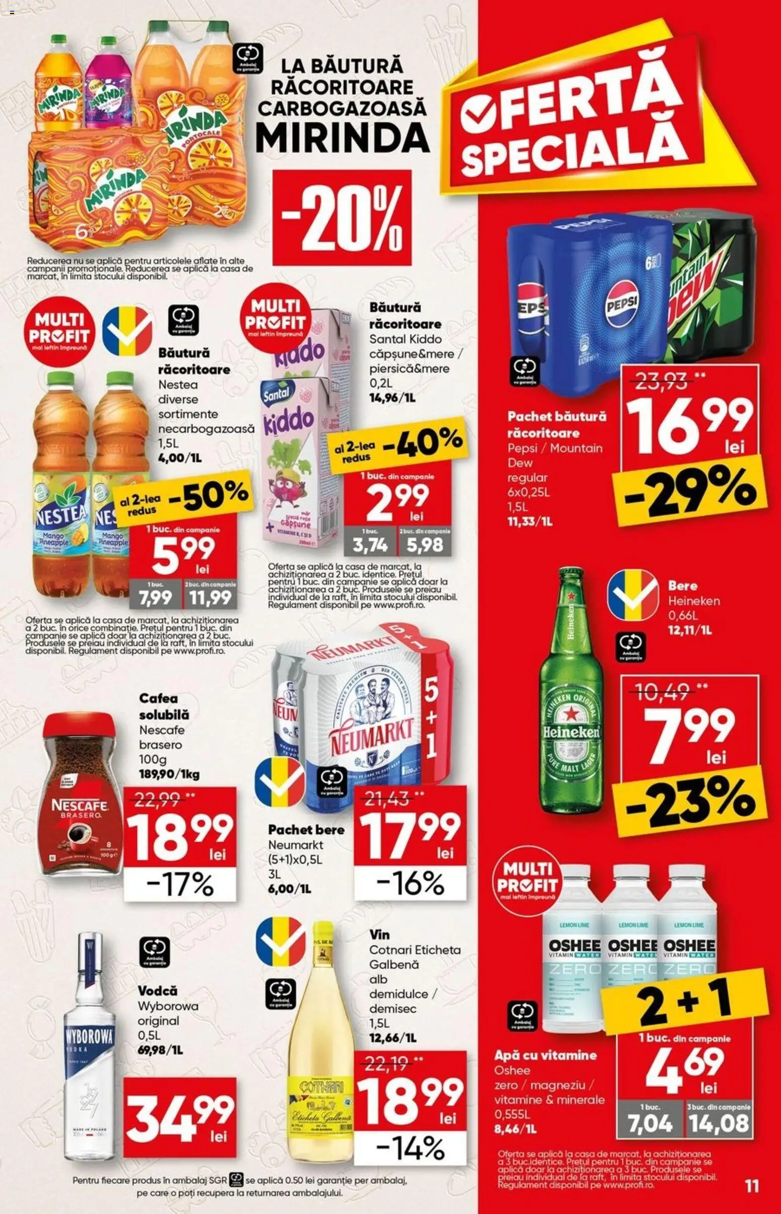Noul catalog Profi – valabil de la 15.04.2026 | Pagină: 11 | Produse: Cafea, Bere, Portocale, Apă