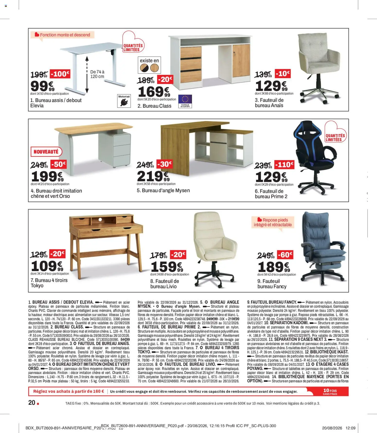 {H1} | Page: 20 | Produits: Bureau, Plateau, Mousse, Porte