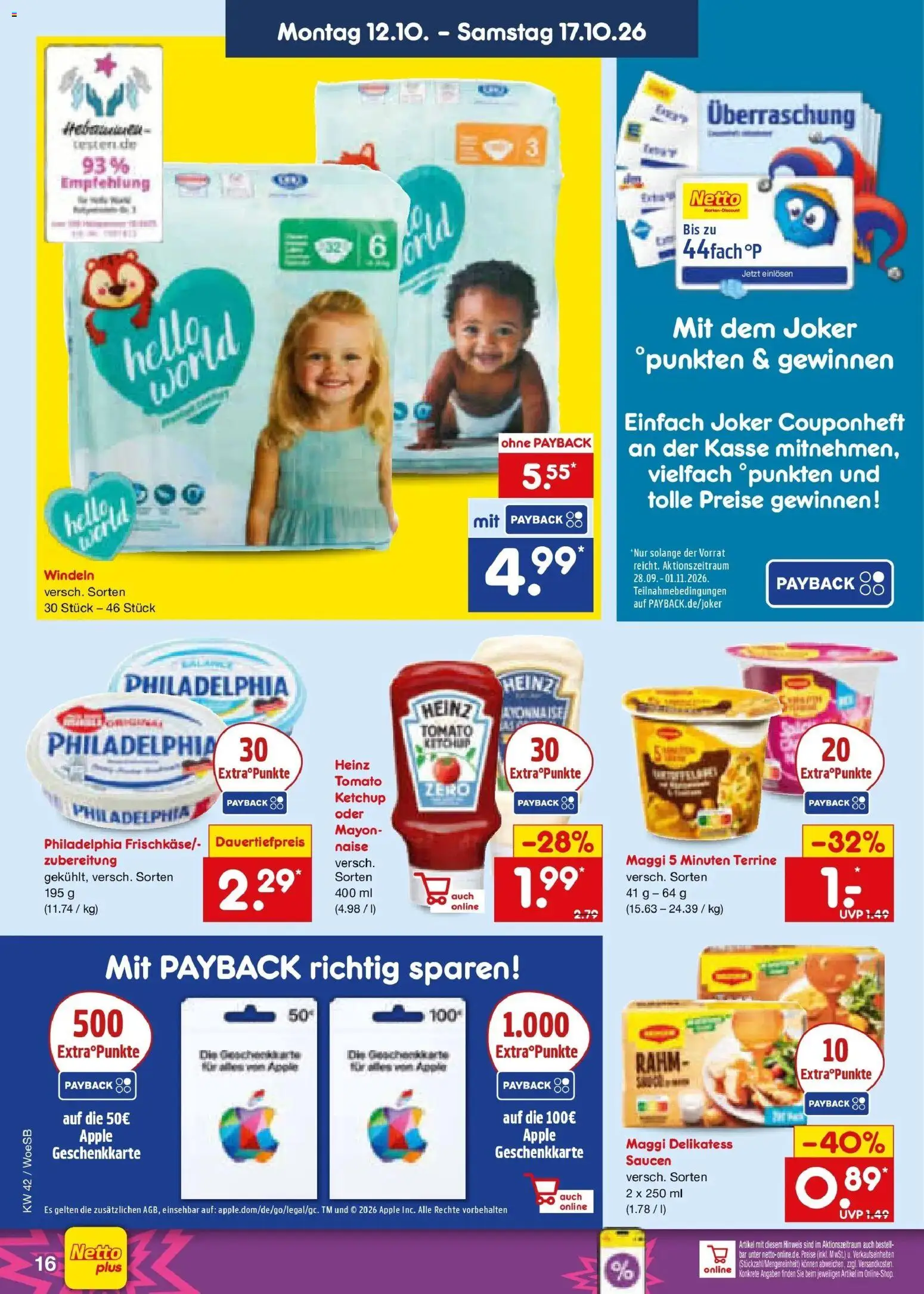 Netto Marken-Discount Prospekt Gemmingen (ab 12.10.2026) » Angebote | Seite: 18 | Produkte: Maggi, Philadelphia, Apple, Ketchup