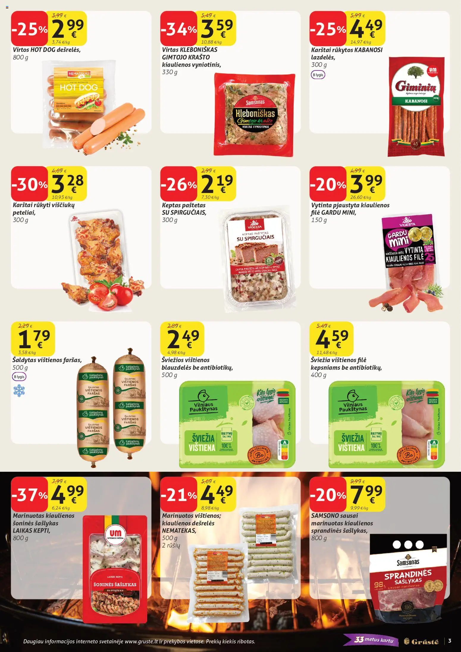 GRUSTE akcijos nuo 01.05.2026 | Puslapis: 3 | Prekių: Vištienos, Kiaulienos, Dešrelės, Vištiena