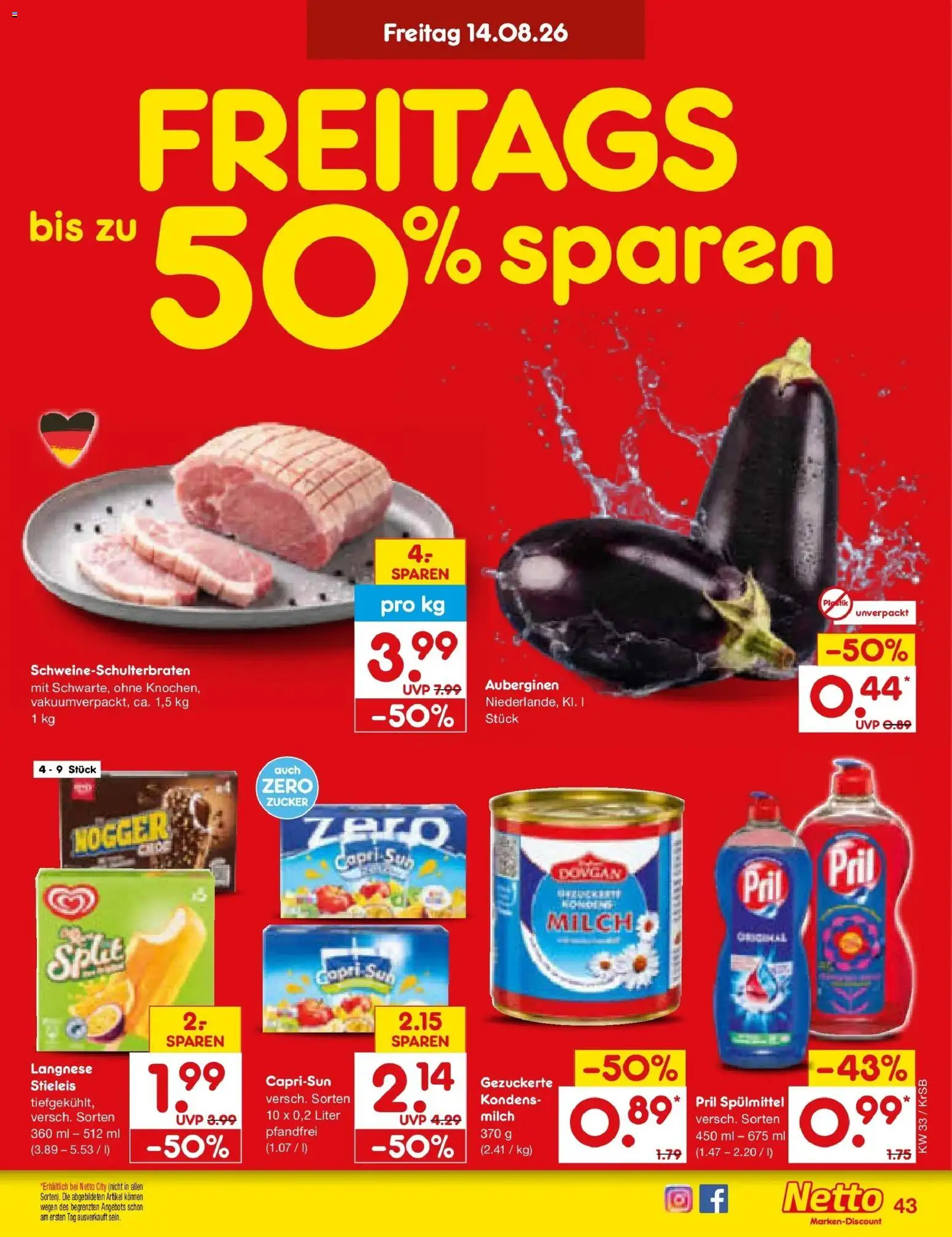 Netto Marken-Discount Prospekt Jüchen (ab 10.08.2026) » Angebote | Seite: 59 | Produkte: Capri sun, Milch, Zucker, Pril