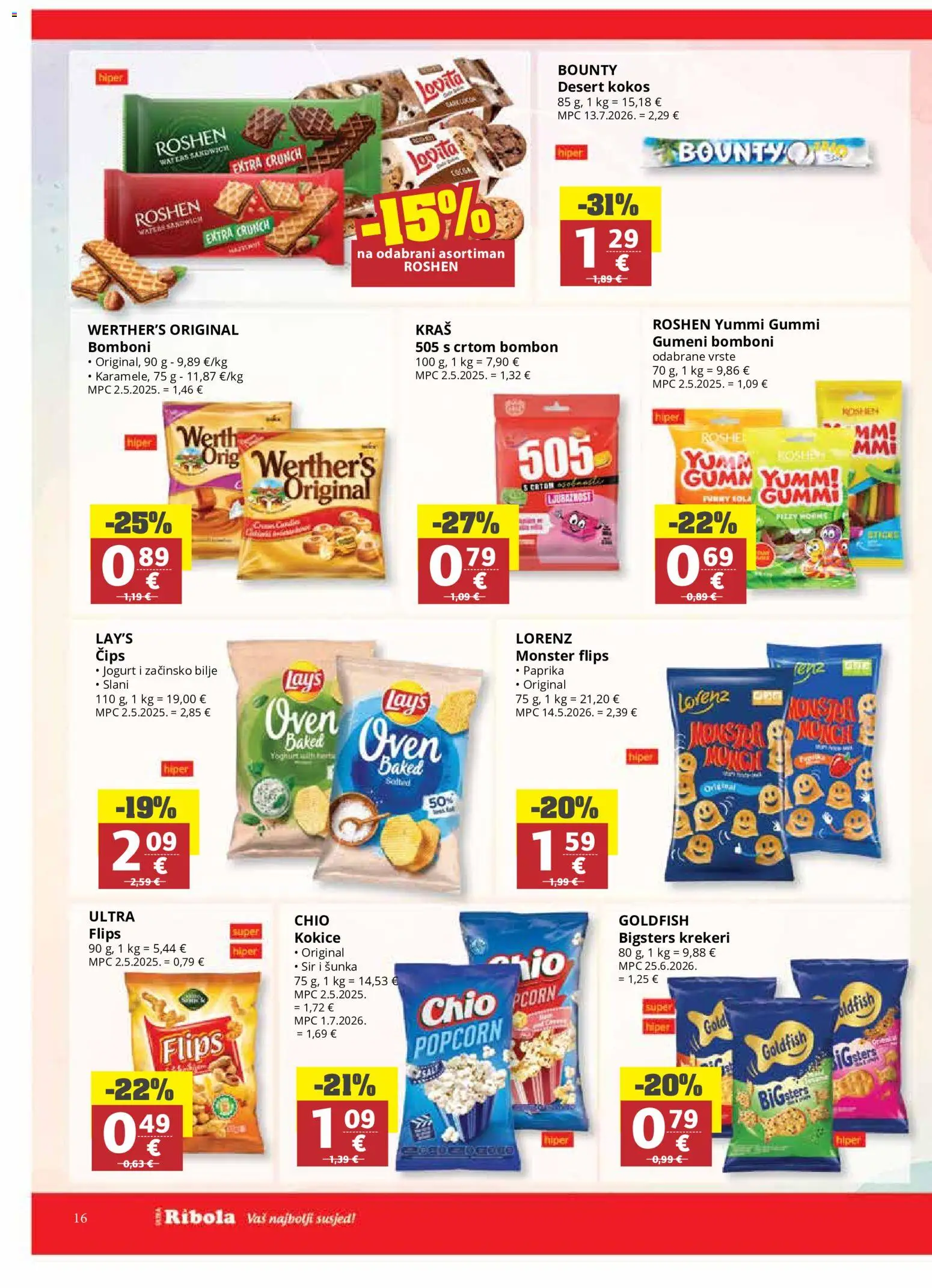Ribola katalog | vrijedi od 21.10.2026 | Stranica: 16 | Proizvodi: Sandwich, Jogurt, Krekeri, Bilje
