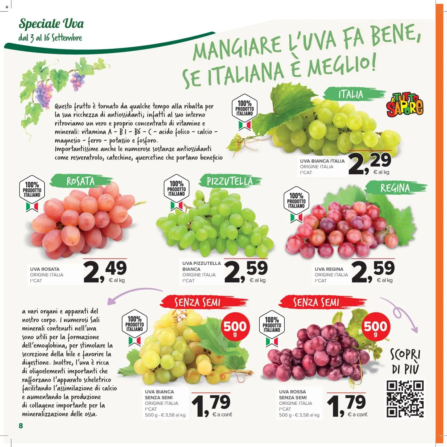 Volantino Todis del 03/09/2026 | Pagina: 8 | Prodotti: Uva, Ferro