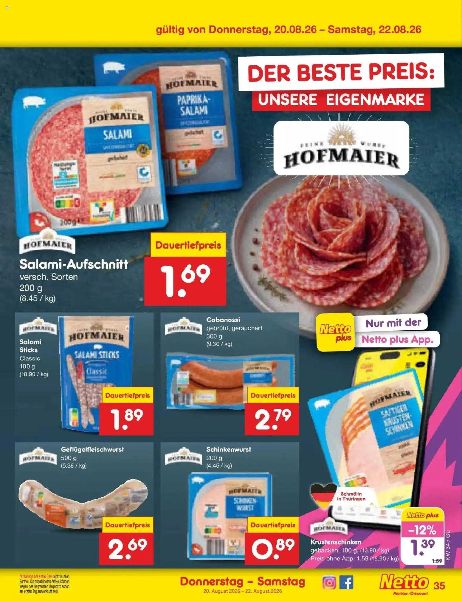 Netto Marken-Discount Prospekt Augustusburg – gültig ab 17.08.2026 | Seite: 53 | Produkte: Paprika, Salami, Schinken