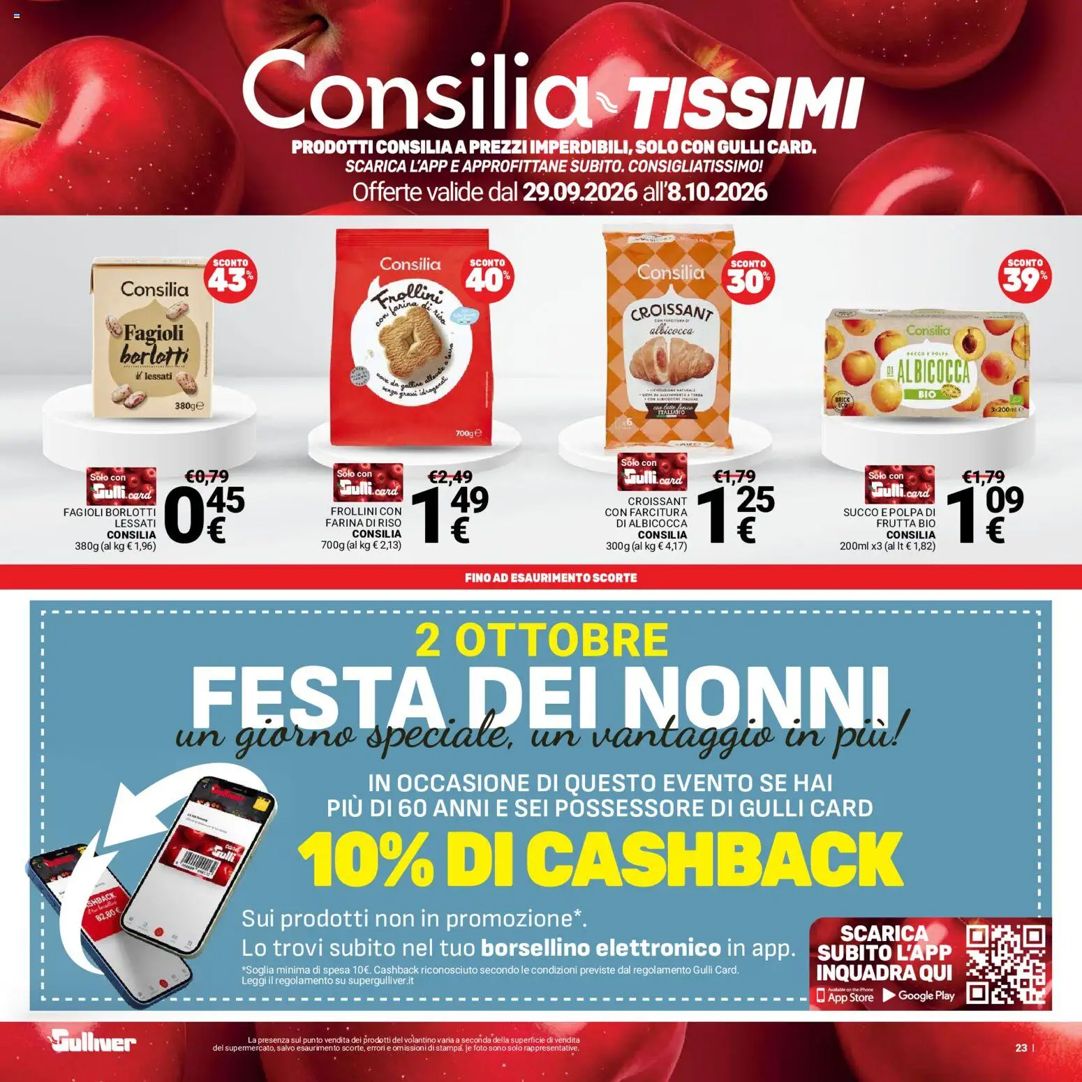 Volantino Gulliver del 29/09/2026 | Pagina: 23 | Prodotti: Riso, Farina, Croissant, Frollini