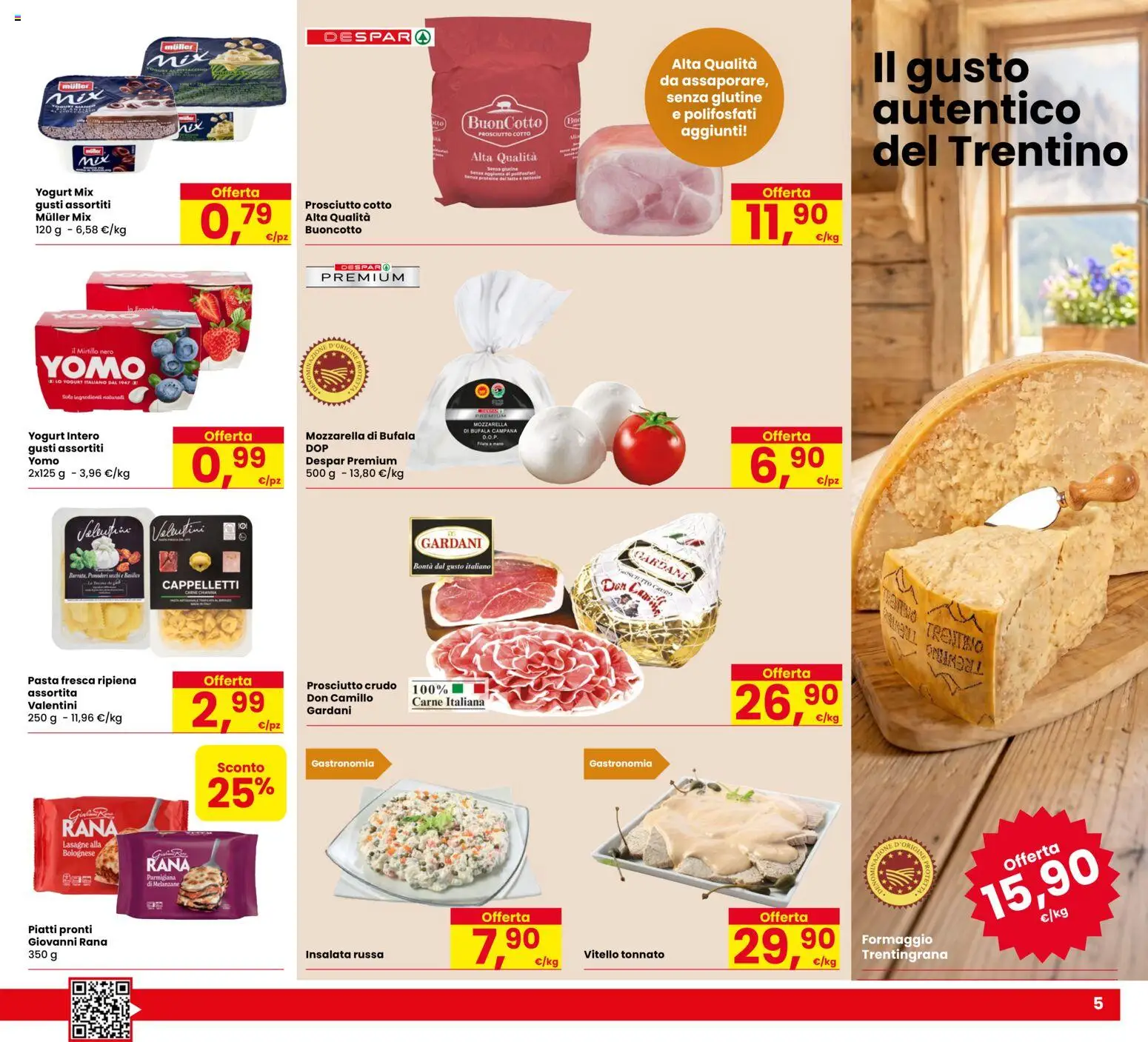 Volantino Despar del 20/08/2026 | Pagina: 5 | Prodotti: Prosciutto Cotto, Yogurt, Piatti pronti, Pasta