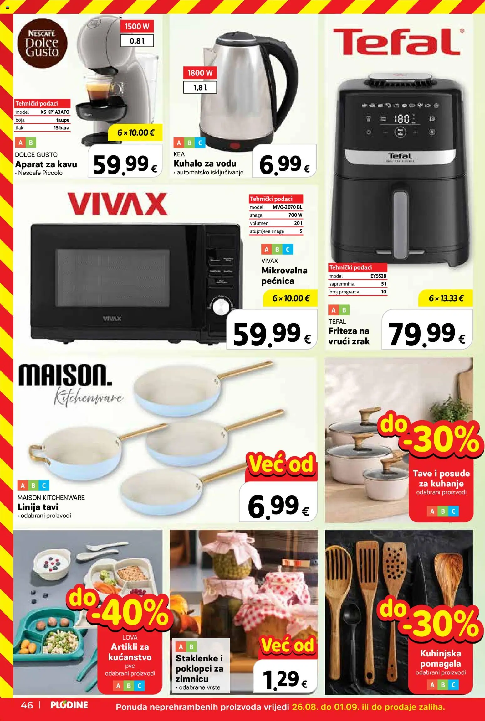 Plodine katalog | vrijedi od 02.09.2026 | Stranica: 46 | Proizvodi: Friteza, Pan, Posuđe, Pećnica