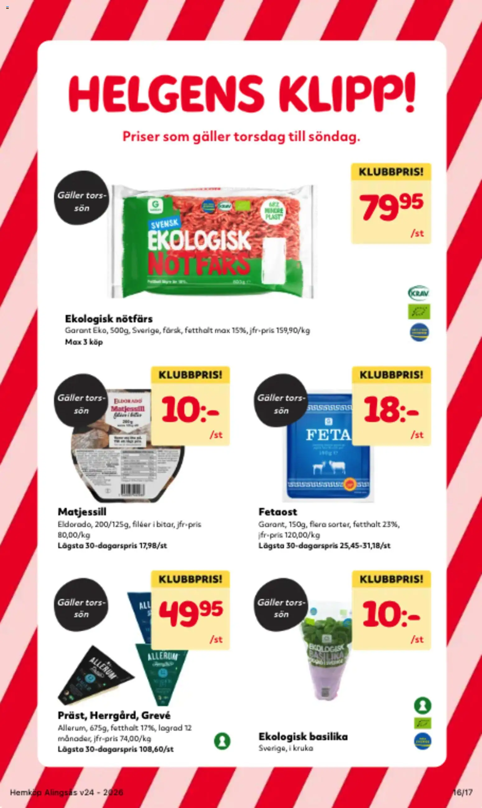 Hemköp reklamblad aktuell från 08.06.2026 | Sida: 16 | Produkter: Galler, Kruka, Fetaost, Basilika