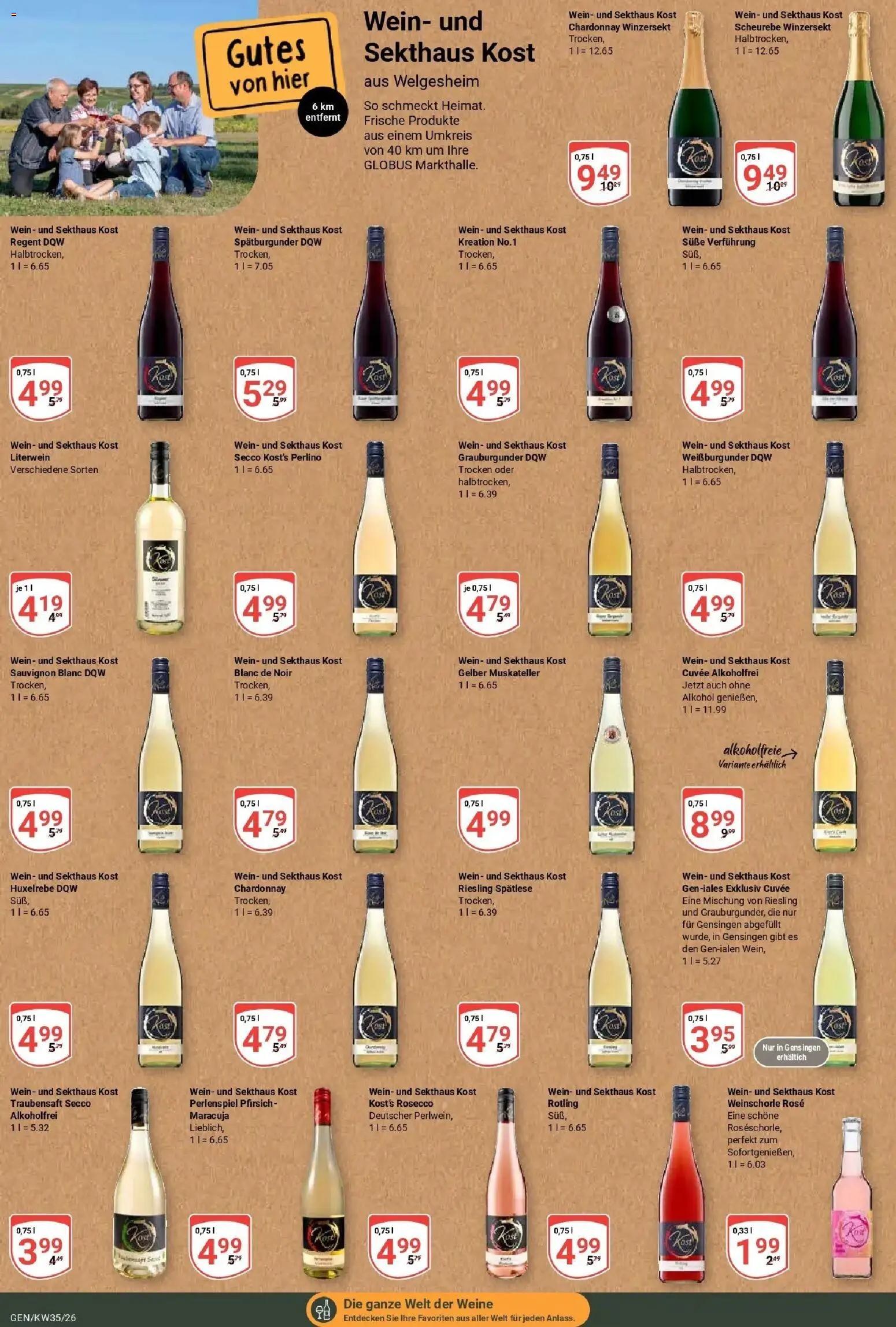 Globus Prospekt Gensingen (ab 24.08.2026) » Angebote online | Seite: 18 | Produkte: Weinschorle, Alkohol, Pfirsich, Wein