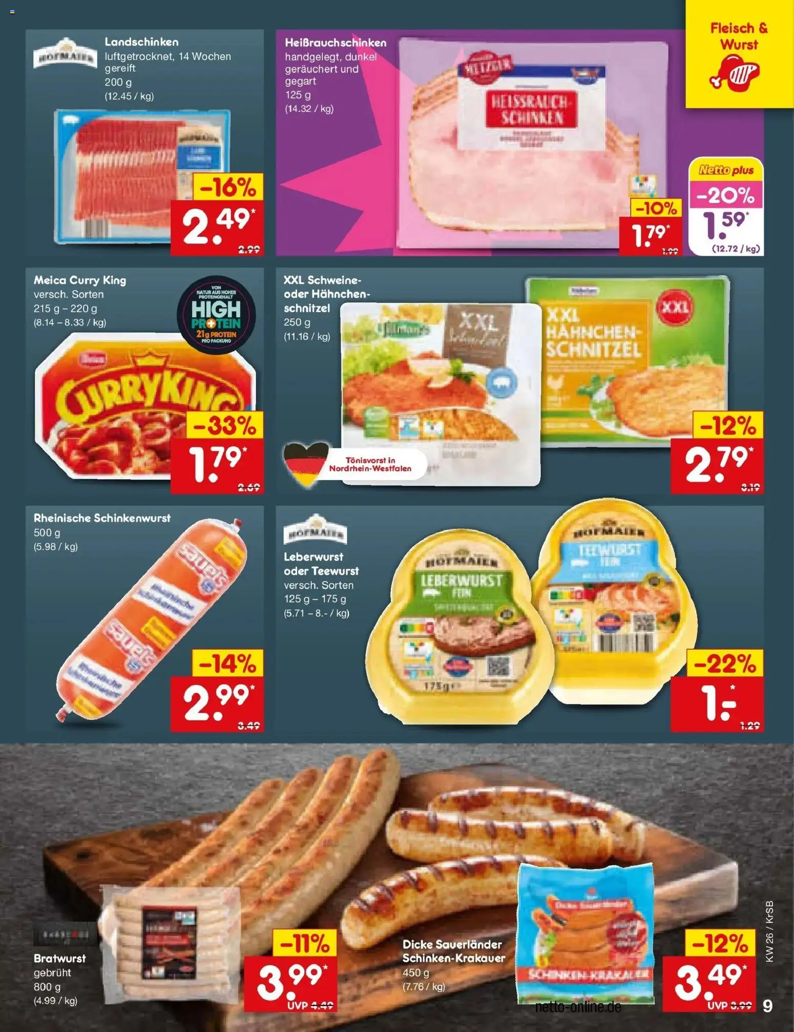 Netto Marken-Discount Prospekt Jüchen – gültig ab 22.06.2026 | Seite: 11 | Produkte: Bratwurst, Schnitzel, Wurst, Fleisch