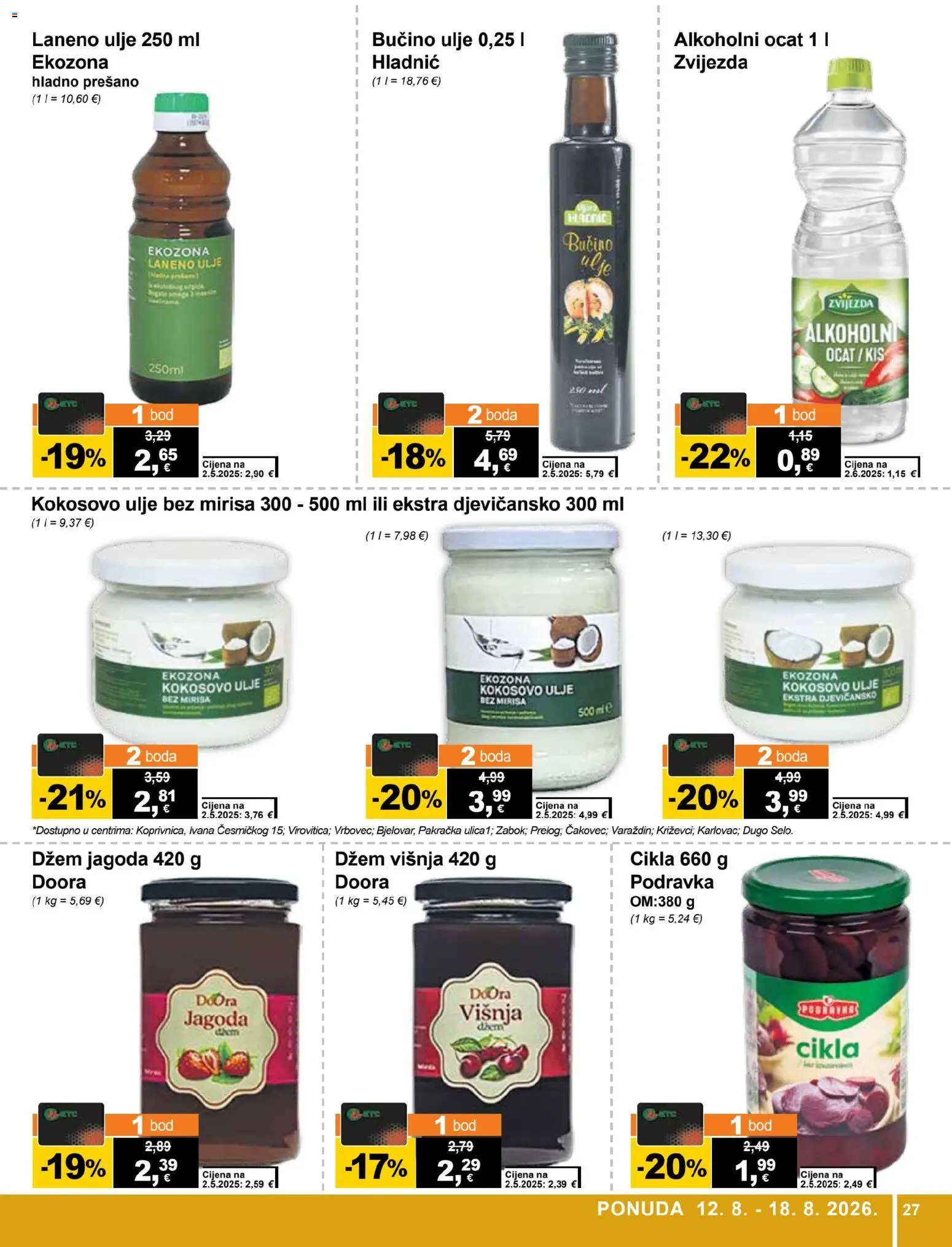 KTC katalog | vrijedi od 12.08.2026 | Stranica: 27 | Proizvodi: Alkoholni ocat, Ulje, Cikla, Kokosovo ulje