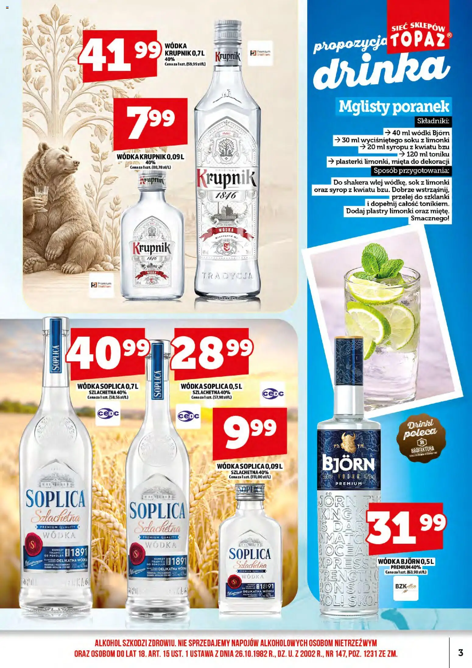 Topaz gazetka alkoholowa od 16.09.2026 | Strona: 5 | Produkty: Krupnik, Mięta, Szklanki, Alkohol