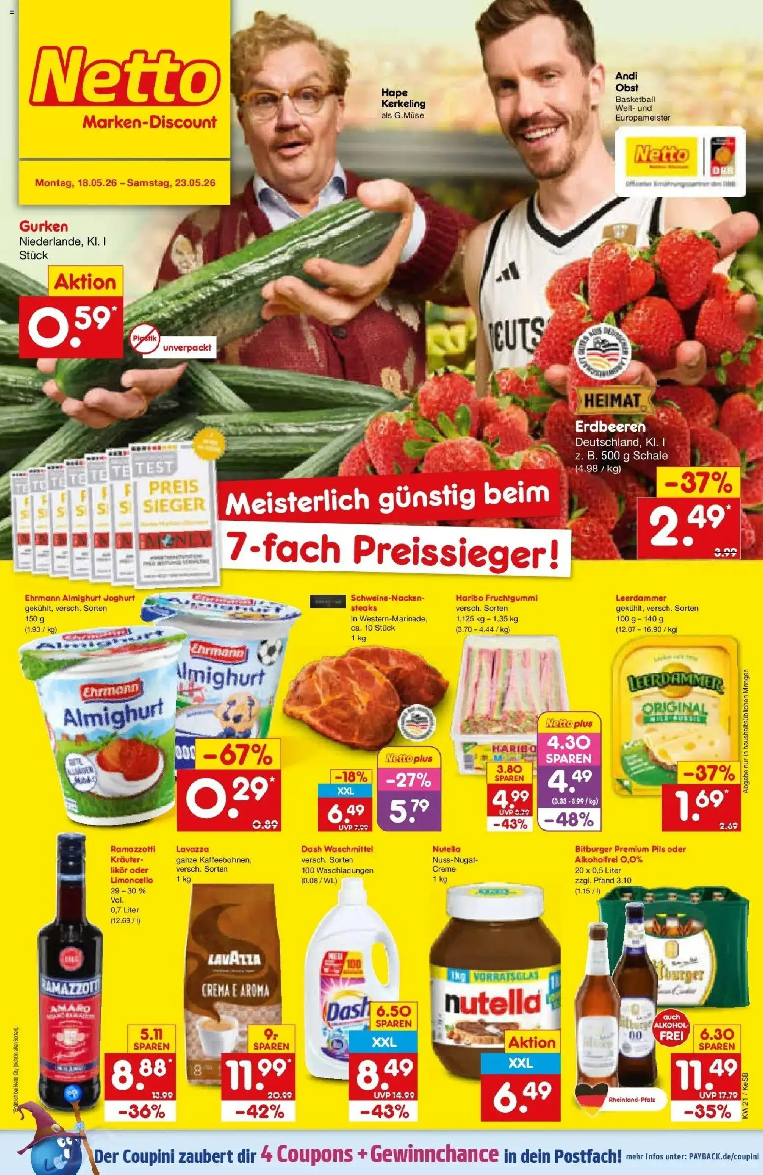 Netto Marken-Discount Prospekt Bonn	 – gültig ab 17.05.2026 | Seite: 1 | Produkte: Joghurt, Pils, Waschmittel, Ramazzotti