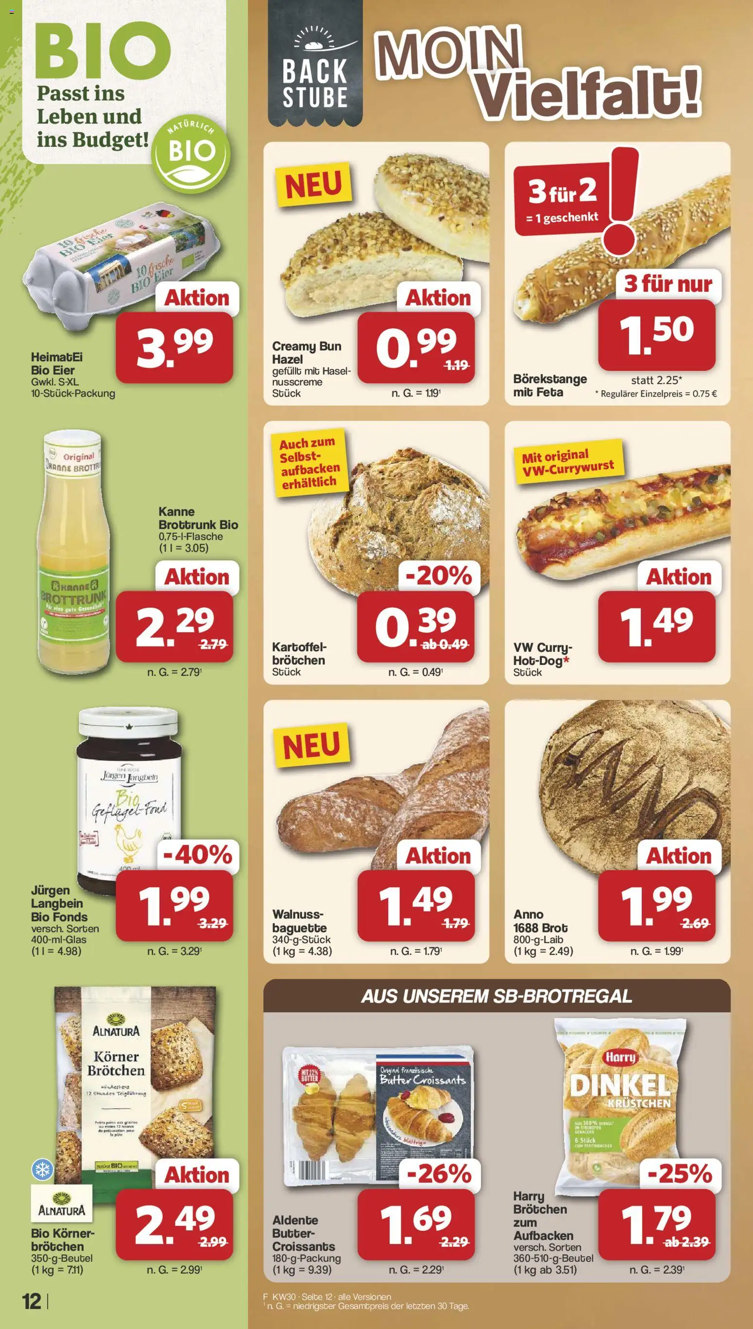 Famila Nordwest Prospekt – gültig ab 20.07.2026 | Seite: 12 | Produkte: Butter, Eier, Baguette, Brot