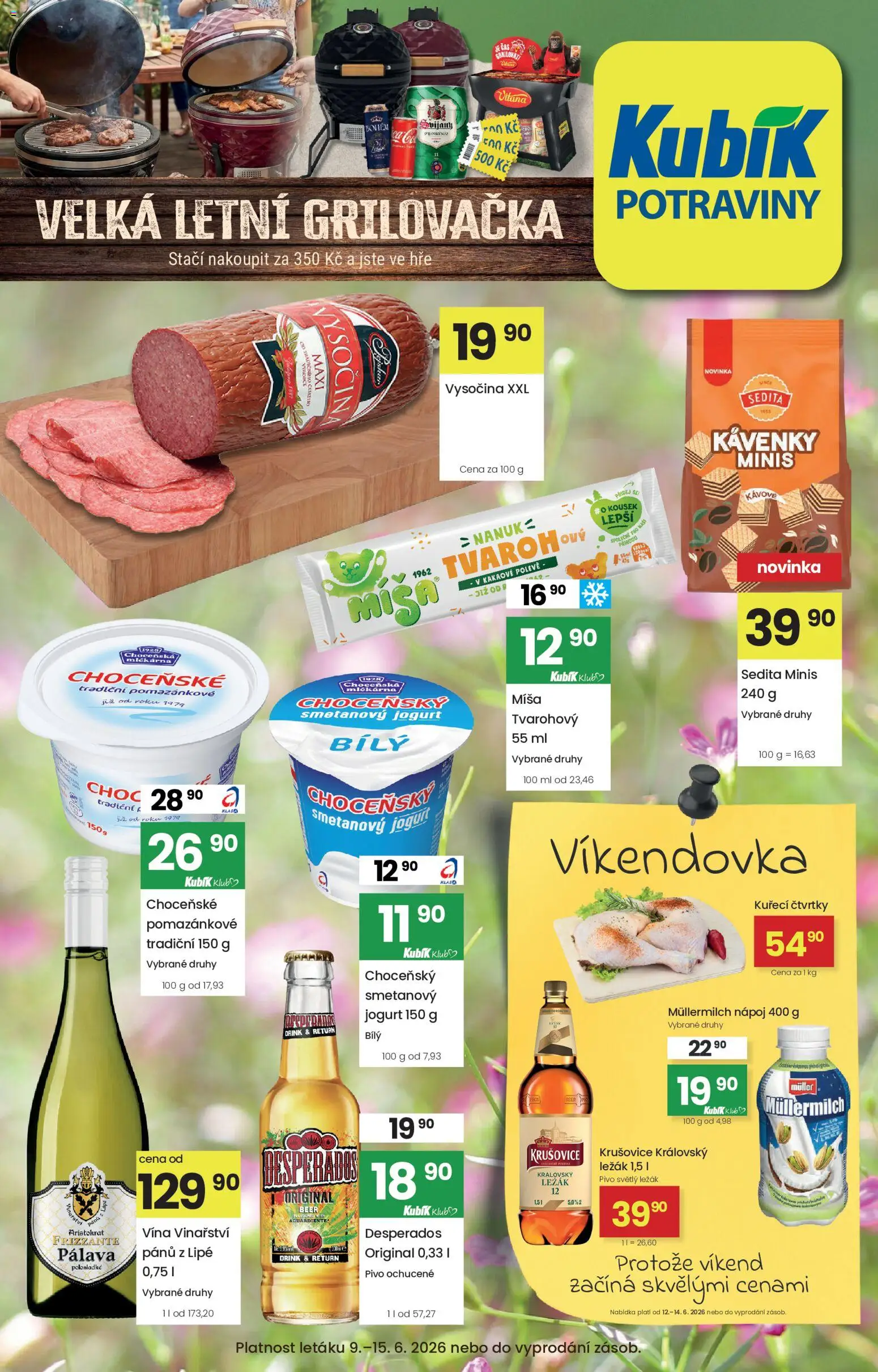 Kubík leták od 09.06.2026 | Strana: 1 | Produkty: Desperados, Vysočina, Potraviny, Müllermilch