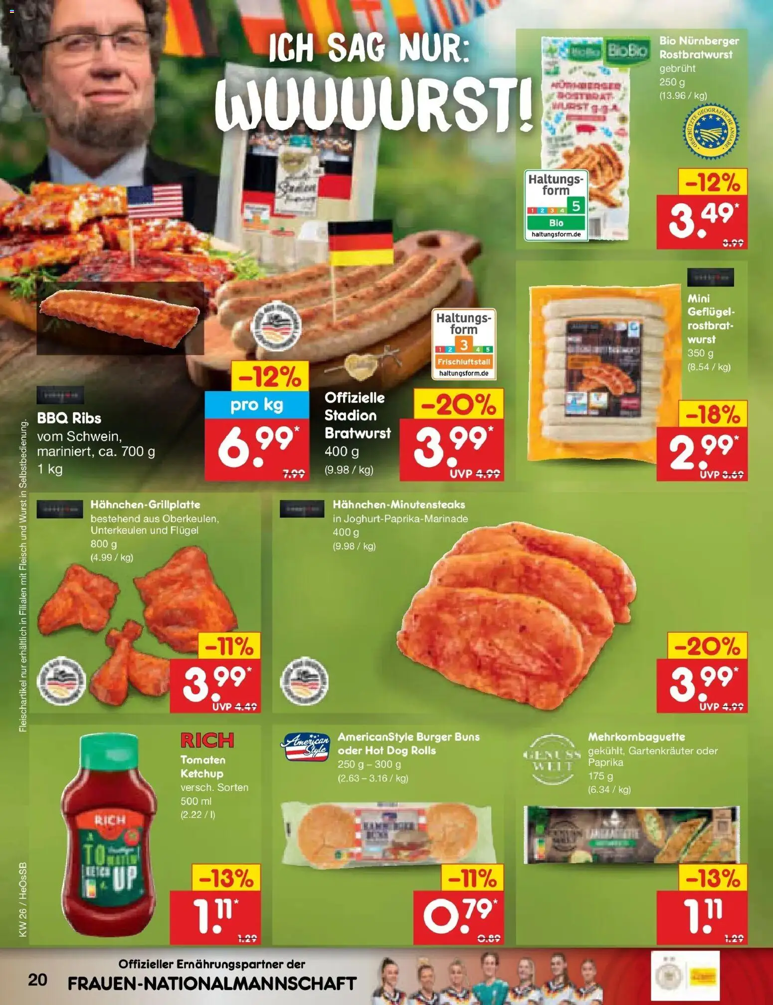 Netto Marken-Discount Prospekt Kröpelin – gültig ab 21.06.2026 | Seite: 26 | Produkte: Bratwurst, Burger, Paprika, Fleisch