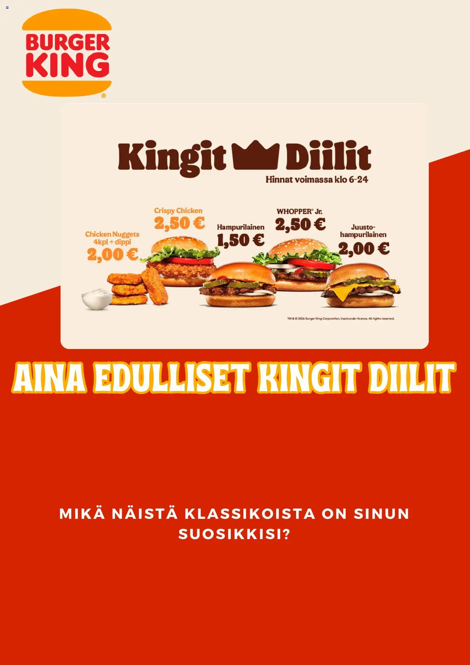Burger King tarjoukset – voimassa 03/09/2026 alkaen | Sivu: 5 | Tuotteet: Juusto, Hampurilainen
