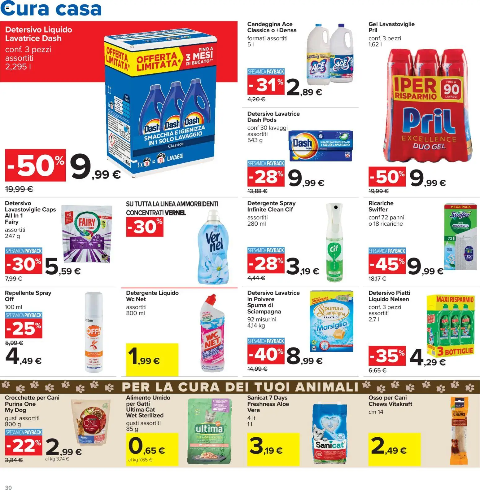 Volantino Carrefour del 06/08/2026 | Pagina: 30 | Prodotti: Detergente, Candeggina, Lavatrice, WC