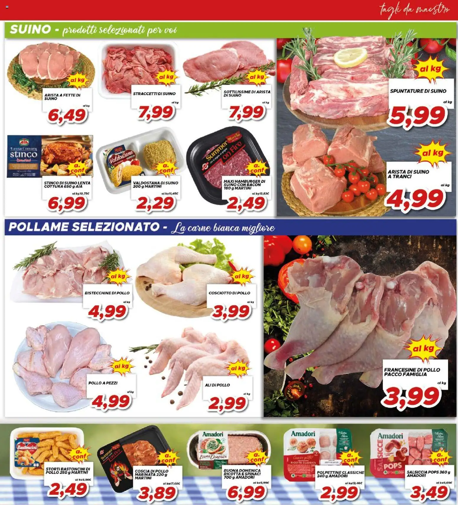 Volantino Ma Supermercati del 17.04.2026 | Pagina: 11 | Prodotti: Suino, Salsiccia, Spinaci, Hamburger