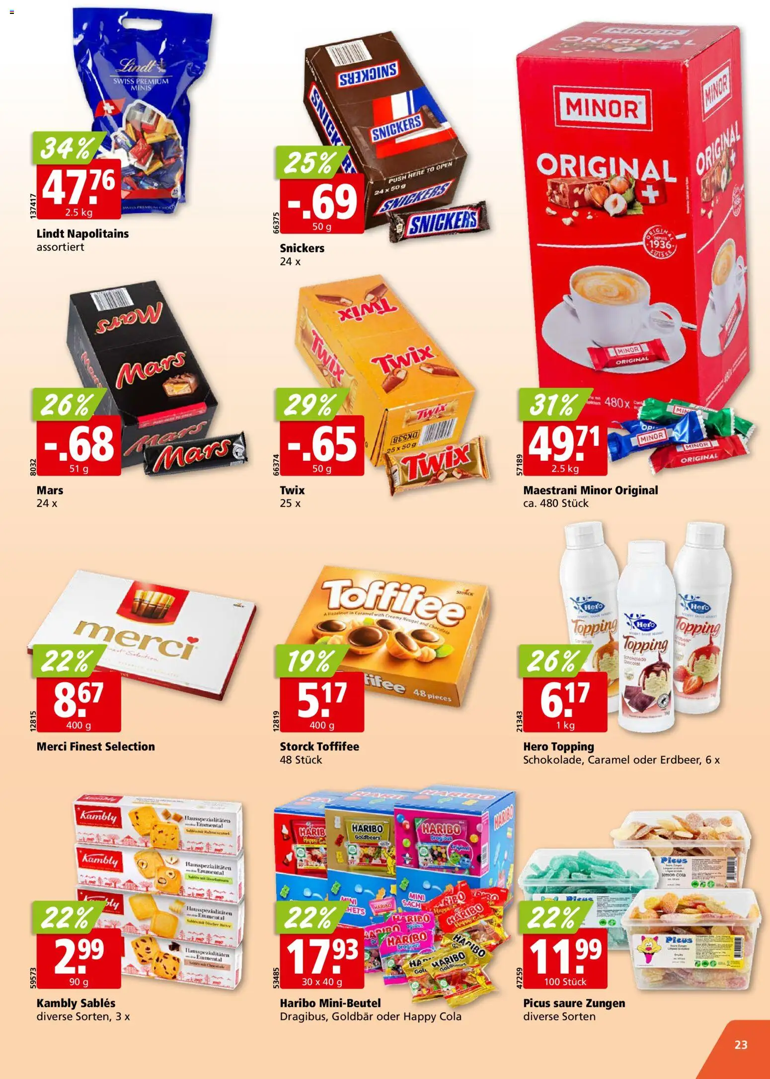 Aligro aktionen Chavannes, Matran, Genf, Sitten – gültig ab 26.10.2026 | Seite: 23 | Produkte: Snickers, Mars, Twix