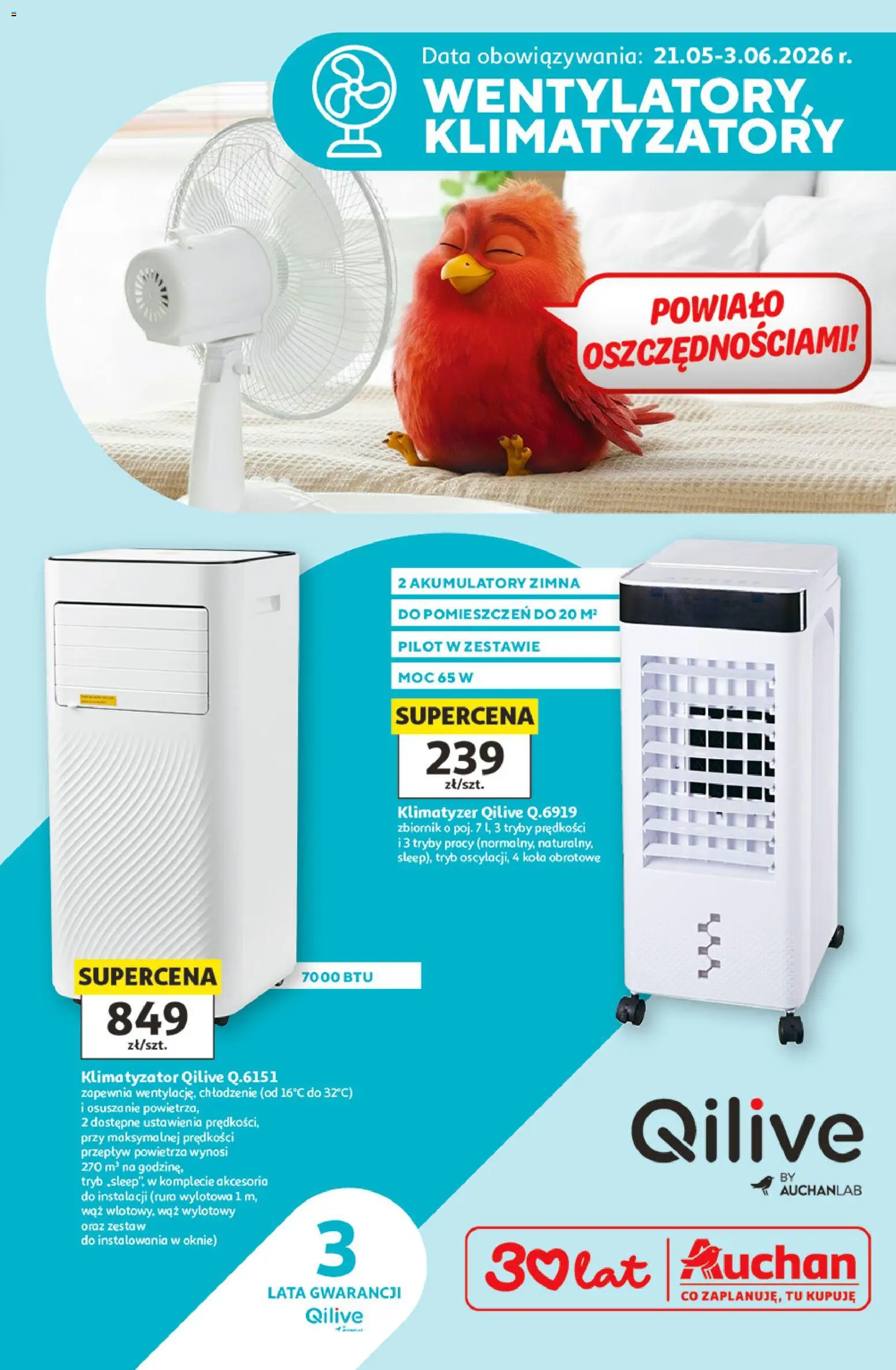 Auchan gazetka - Wentylatory Hipermarket od 21.05.2026 | Strona: 1 | Produkty: Klimatyzator