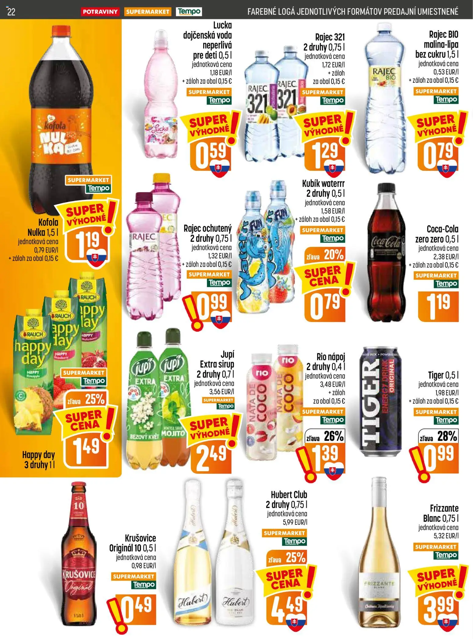 Nové COOP Jednota akcie – leták je platný od 30.07.2026 | Strana: 22 | Produkty: Rajec, Sirup, Voda, Dojčenská voda