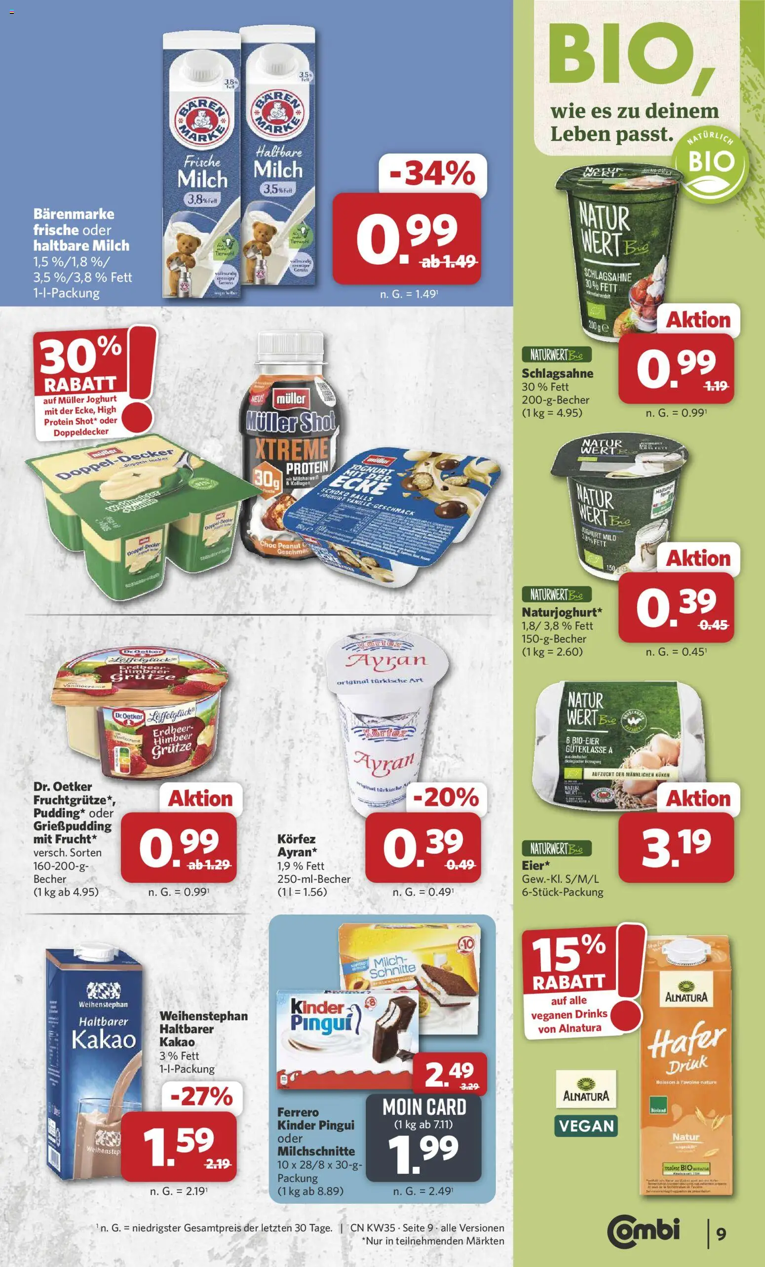 Combi Prospekt – gültig ab 24.08.2026 | Seite: 11 | Produkte: Schlagsahne, Milch, Haltbare milch, Vanille