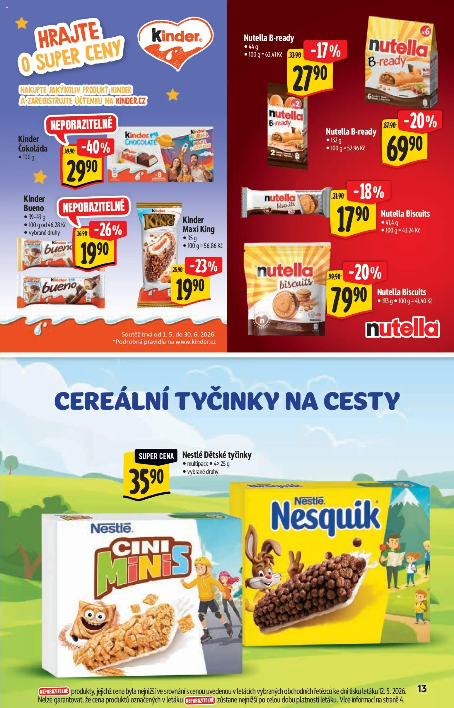 Albert katalog - Hypermarket od 20.05.2026 | Strana: 13 | Produkty: Čokoláda, Maxi king, Kinder, Nutella