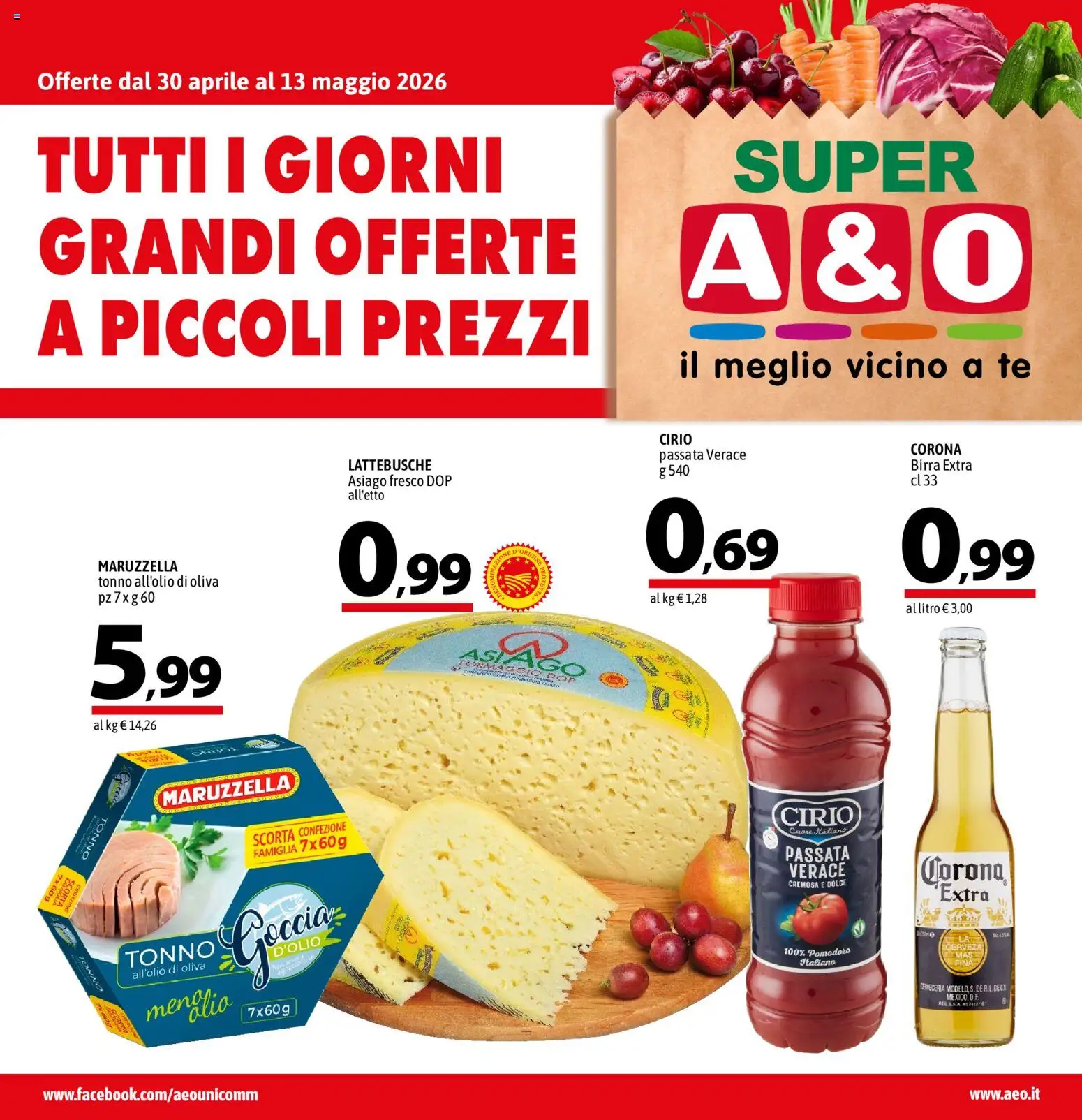 Volantino A&O del 30.04.2026 | Pagina: 1 | Prodotti: Birra, Tè, Pomodoro, Tonno