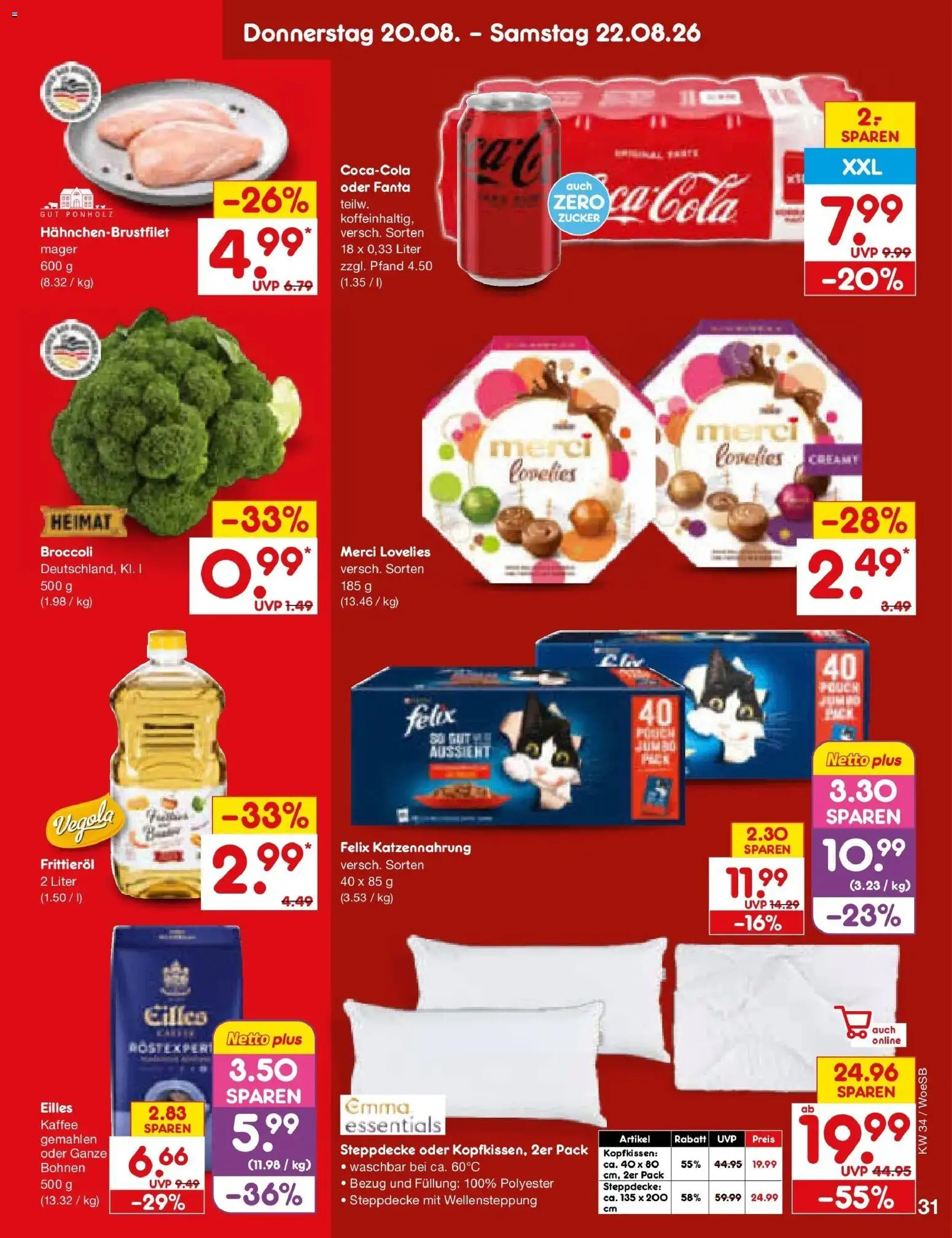 Netto Marken-Discount Prospekt Gemmingen – gültig ab 17.08.2026 | Seite: 49 | Produkte: Merci, Cola, Kaffee, Frittieröl