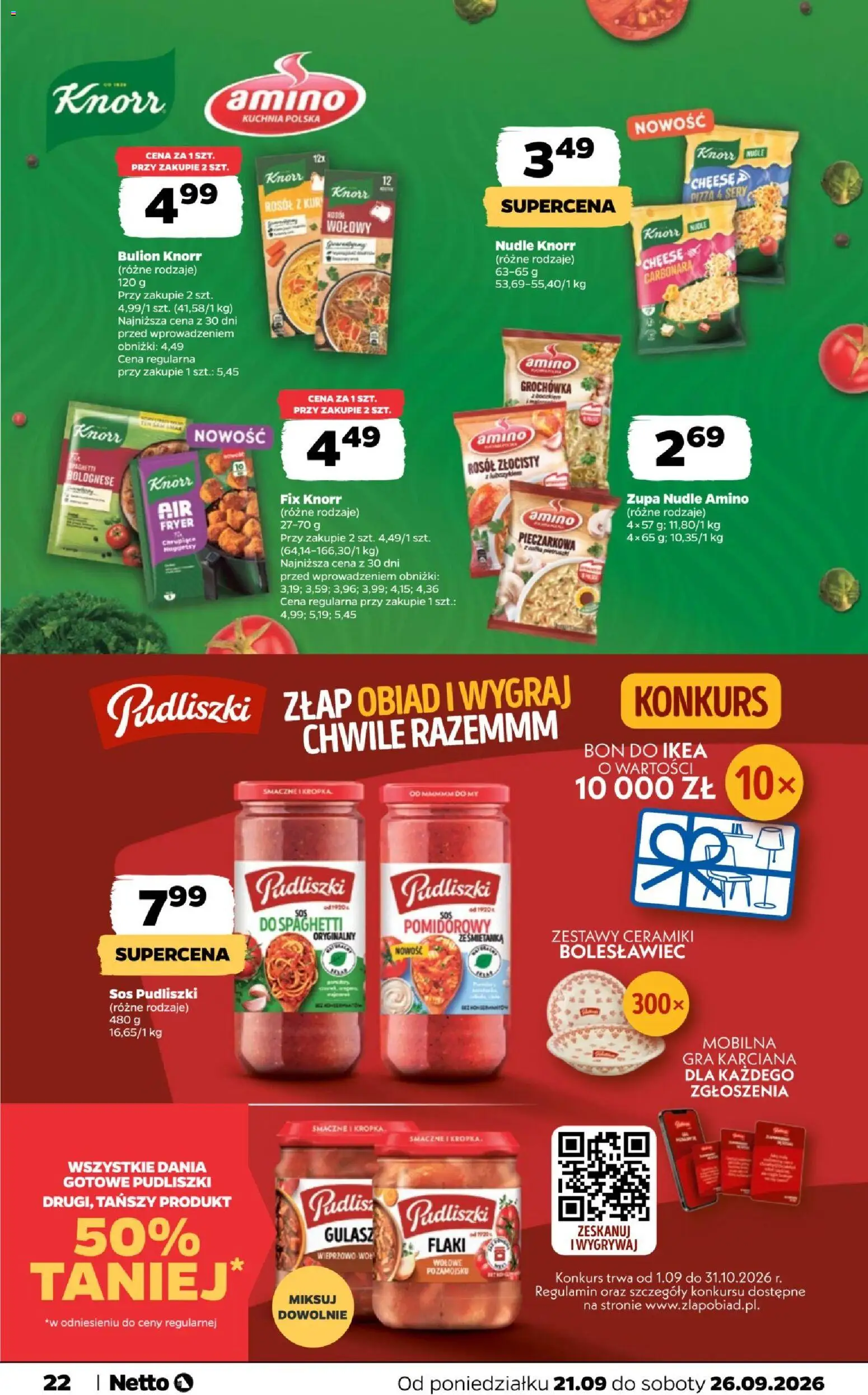 Netto gazetka od poniedziałku od 21.09.2026 | Strona: 22 | Produkty: Carbonara, Spaghetti, Sery, Gulasz