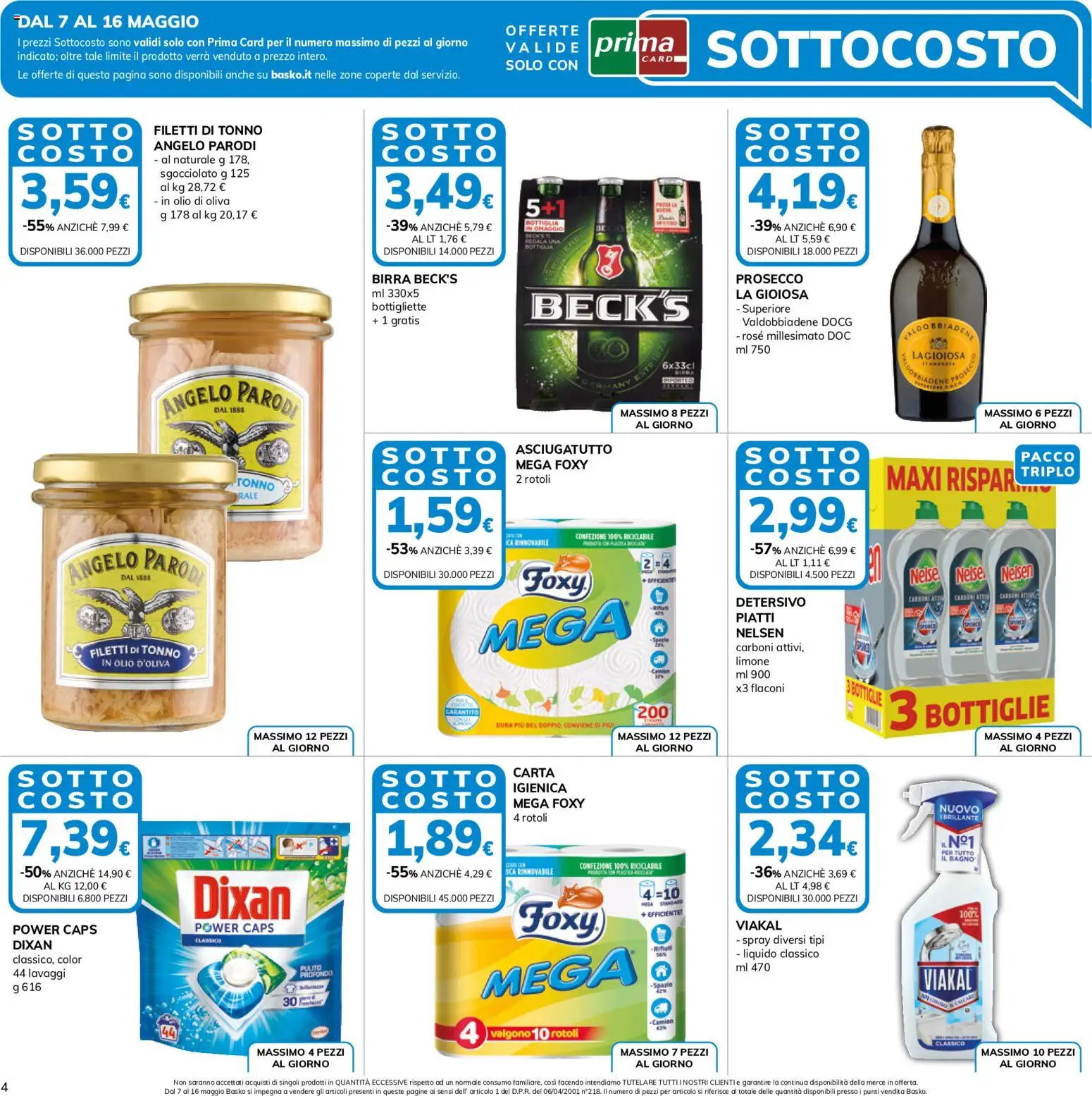 Volantino Basko del 07.05.2026 | Pagina: 4 | Prodotti: Birra, Olio, Asciugatutto, Olio di Oliva