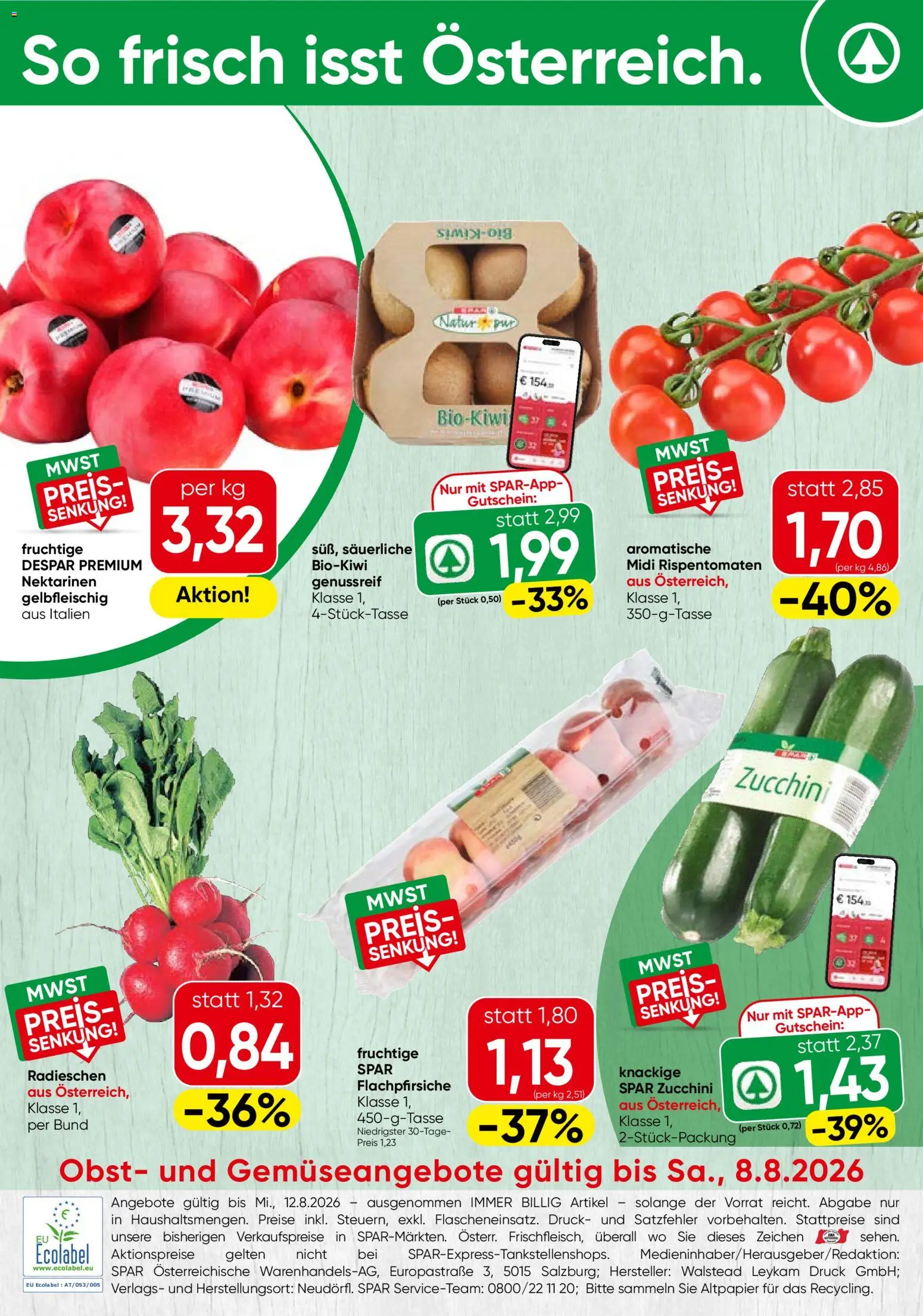 Spar Obst & Gemüse gültig ab 03.08.2026 | Seite: 1 | Produkte: Obst