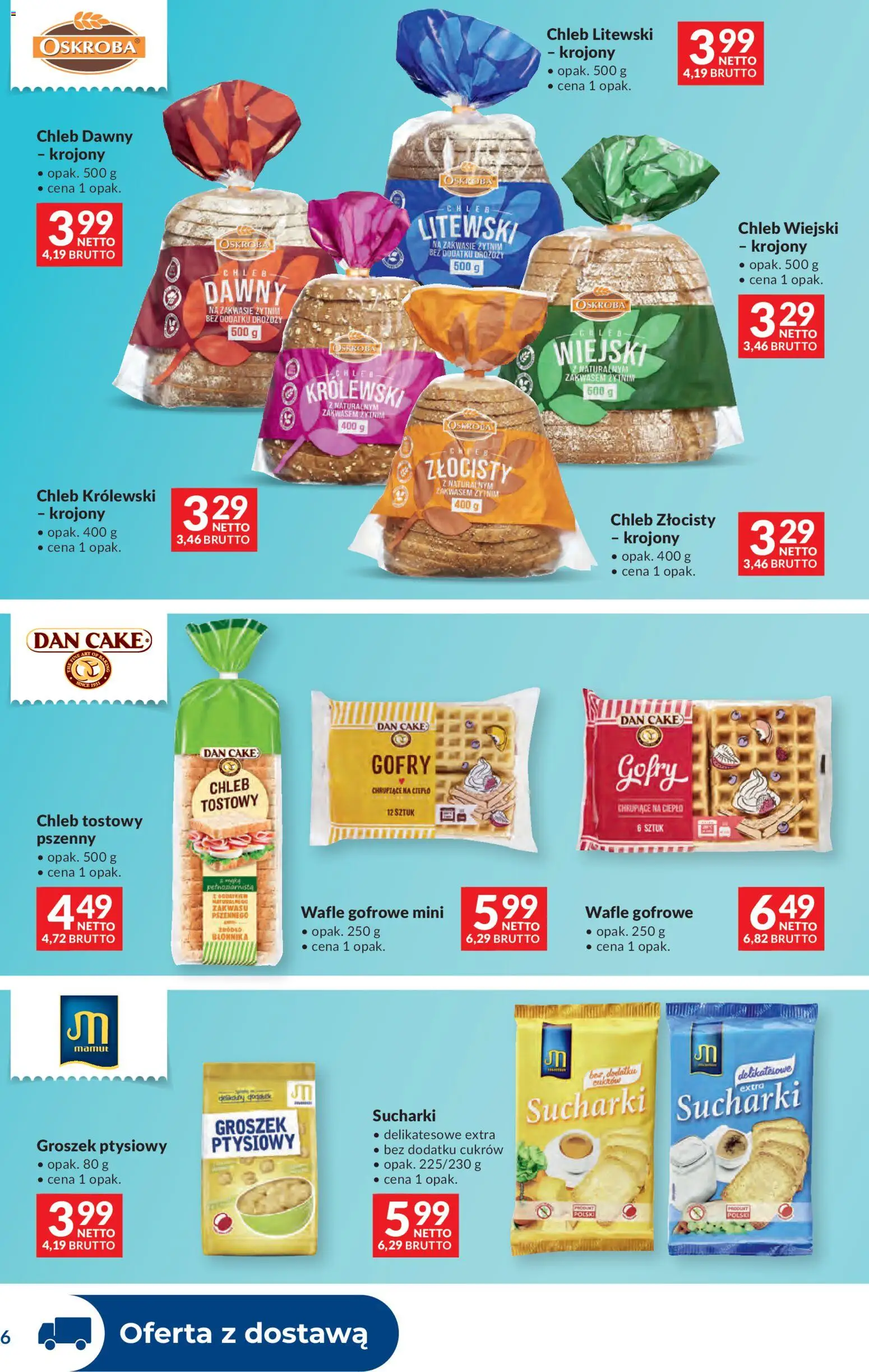 Makro gazetka - Dystrybucja do sklepów od 12.05.2026 | Strona: 6 | Produkty: Wafle, Chleb tostowy, Groszek ptysiowy, Chleb