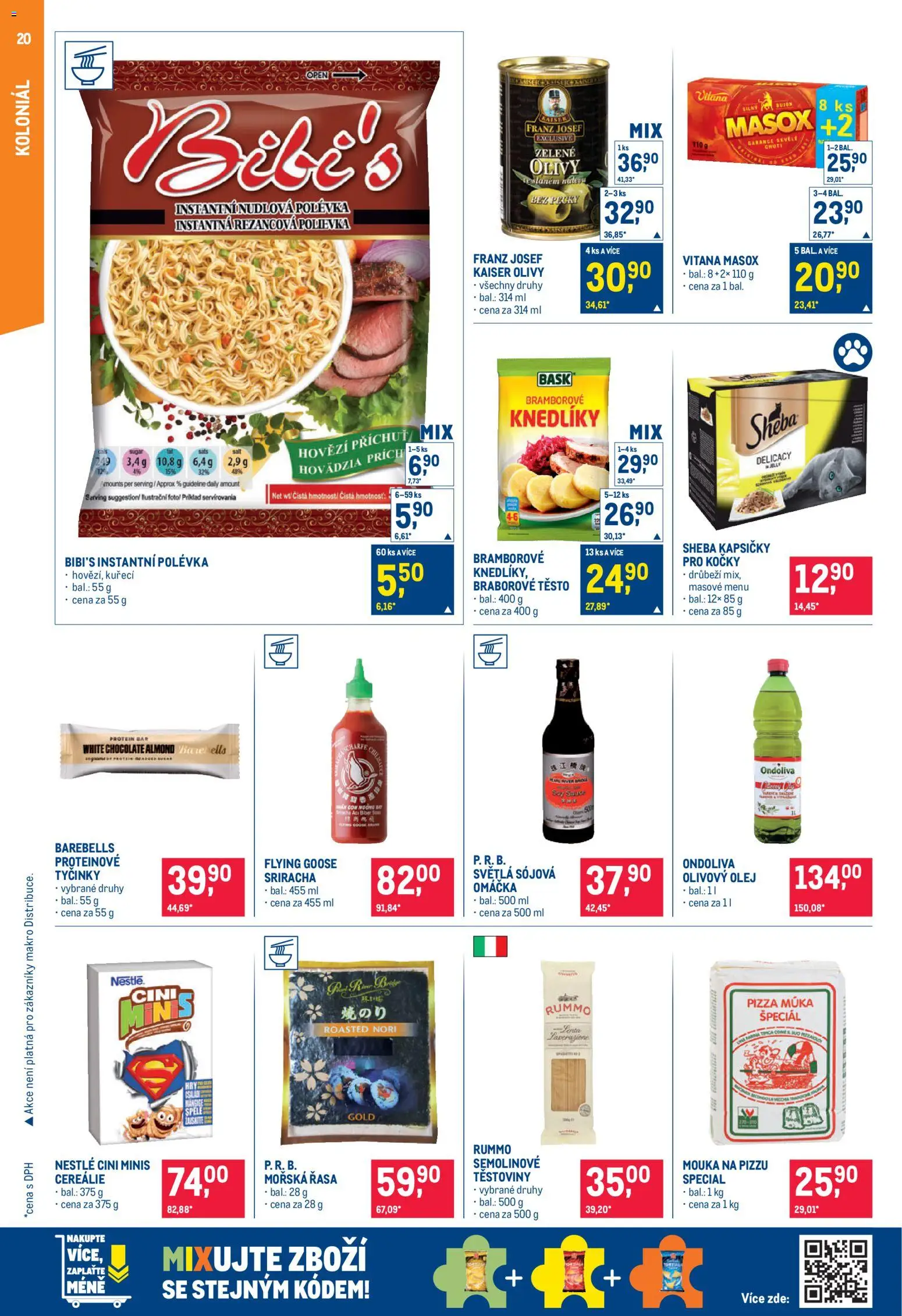 Makro leták - Pro milovníky jídla od 09.09.2026 | Strana: 20 | Produkty: Olivový olej, Cereálie, Tyčinky, Masox