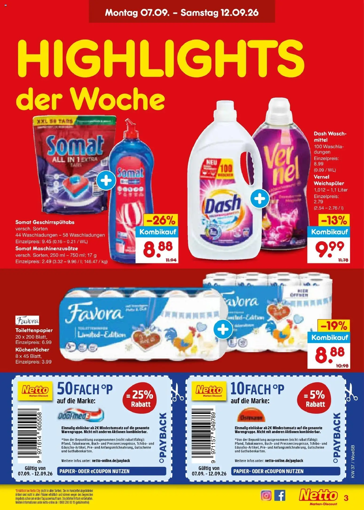 Netto Marken-Discount Prospekt Leonberg – gültig ab 07.09.2026 | Seite: 5 | Produkte: Weichspüler, Vernel, Toilettenpapier