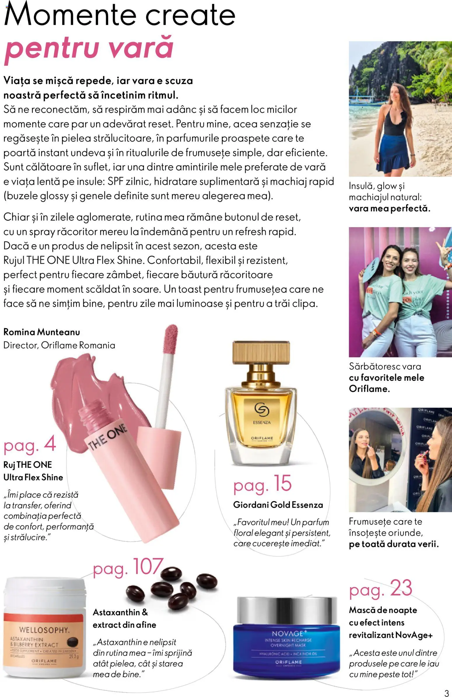 Noul catalog Oriflame – valabil de la 08.07.2026 | Pagină: 3 | Produse: Afine, Parfum, Machiaj, Ruj