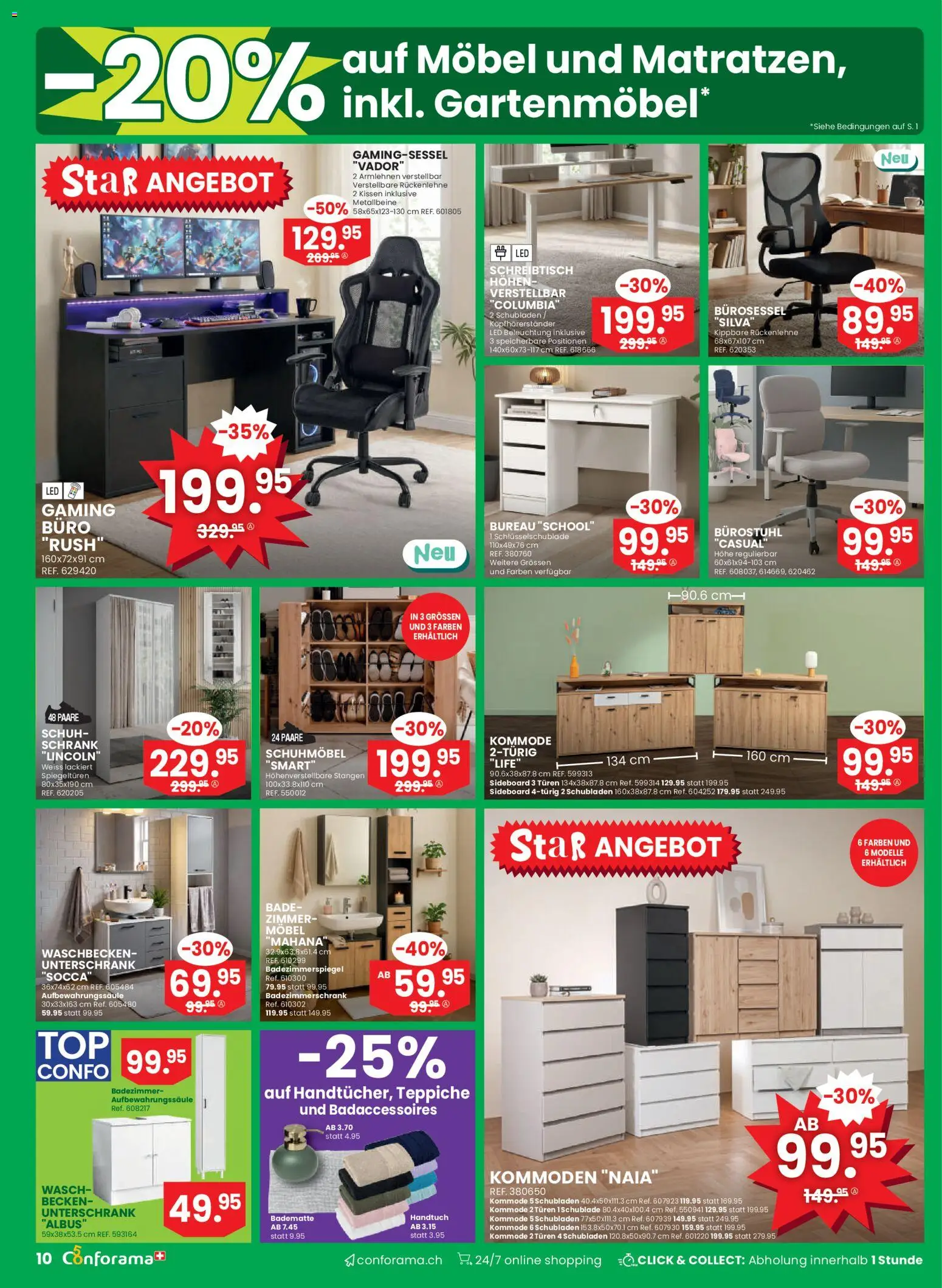 Conforama aktionen – gültig ab 08.04.2026 | Seite: 10 | Produkte: Kissen, Waschbecken, Schrank, Unterschrank